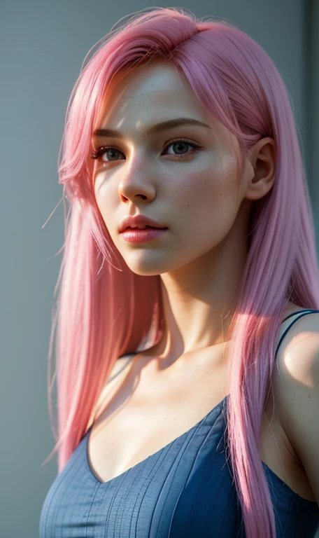 Baby face Big Neat pink hair Long hair Top Idol Anyway make your bigger Tight Lolita clothes Gentle , photorealism, high contrast, photorealistic, 8k HD high definition detailed realistic, detailed, skin texture, hyper detailed, realistic skin texture, best quality, (photorealistic:1.4), high resolution, detailed, raw photo, photo realistic, (high detailed skin:1.2), 8k uhd, dslr, soft lighting, high quality, film grain, Fujifilm XT3), hyper realistic lifelike texture dramatic lighting unreal engine, even, neutral light, key light, bold, bright colours,