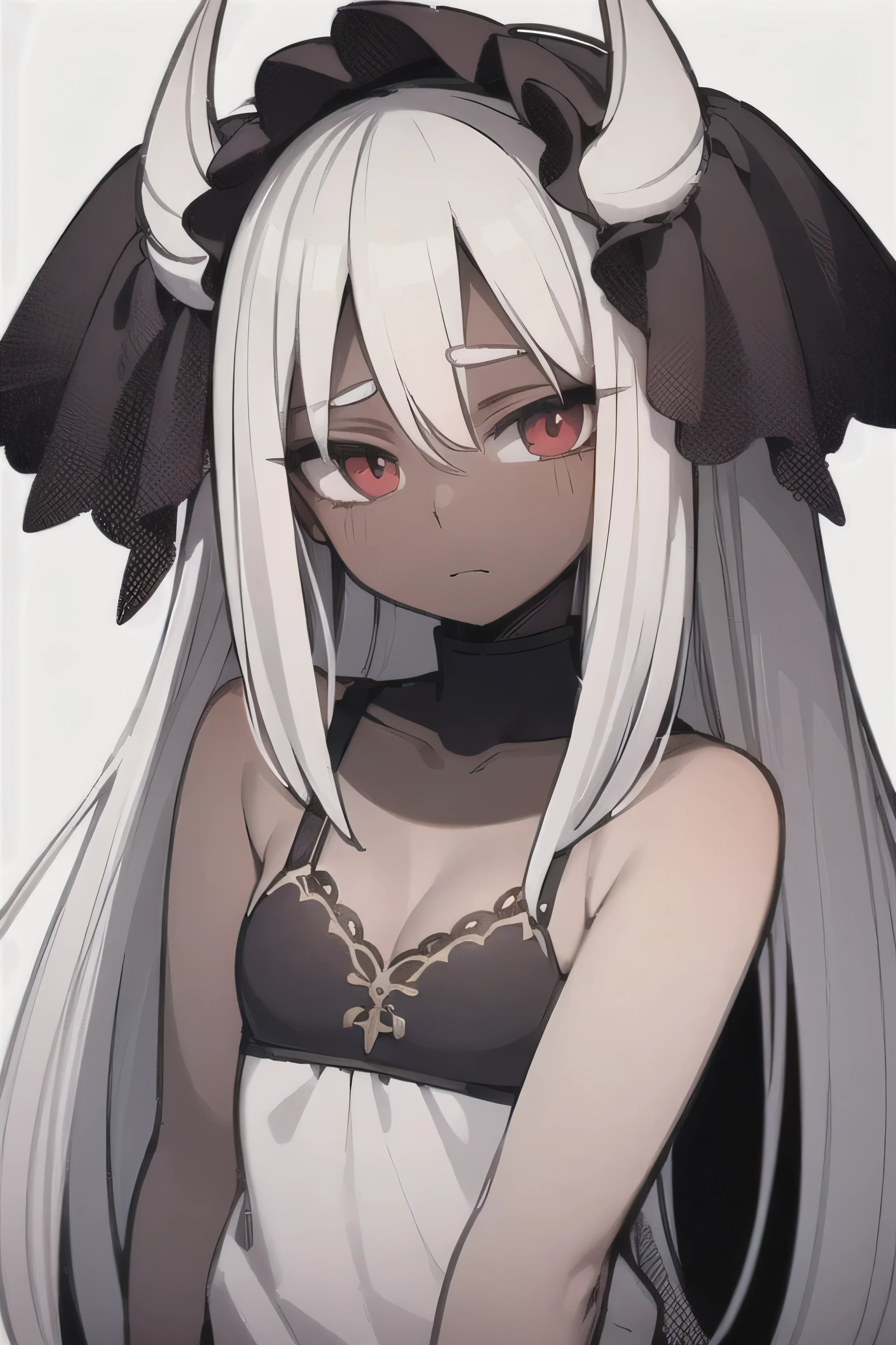 (masterpiece, best quality:1.2),Drawing style like Boku no hero, black skin, white hair, thin eyes, one red eye and the other purple, man