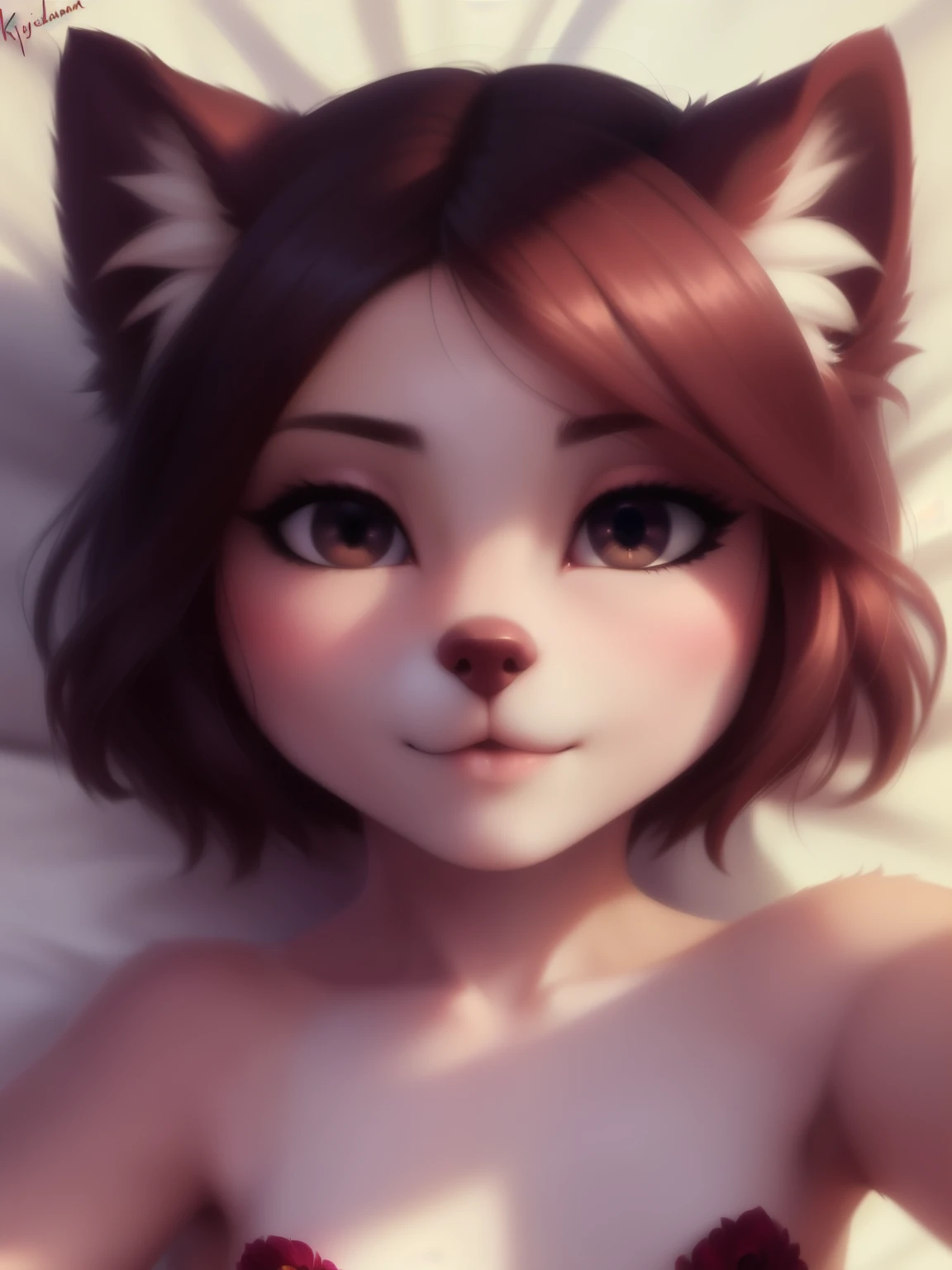(source_e621), A beautiful and detailed (sweet portrait), ((young anthro domestic dog)), anatomically correct, Schlank, Small breasts, Hochgeladen E621, detailed flauschige fur, (von Fluff-Kevlar, Bayard Wu, personalami, Pino Daeni), 1girl, nude, Areolas , adorable, facing viewer, on bed, missionary position, legs spread, 1girl, realistic, ultra sharp image, view from above, (solo), first person view, cleavage, masterpiece, lying on her back, half body, beautiful hair, innocent gaze, waiting, (kissy face), (Kissing mouth), teeth, short hair, perfect eyes, bellybutton, absurd resolution, waiting , young girl, 