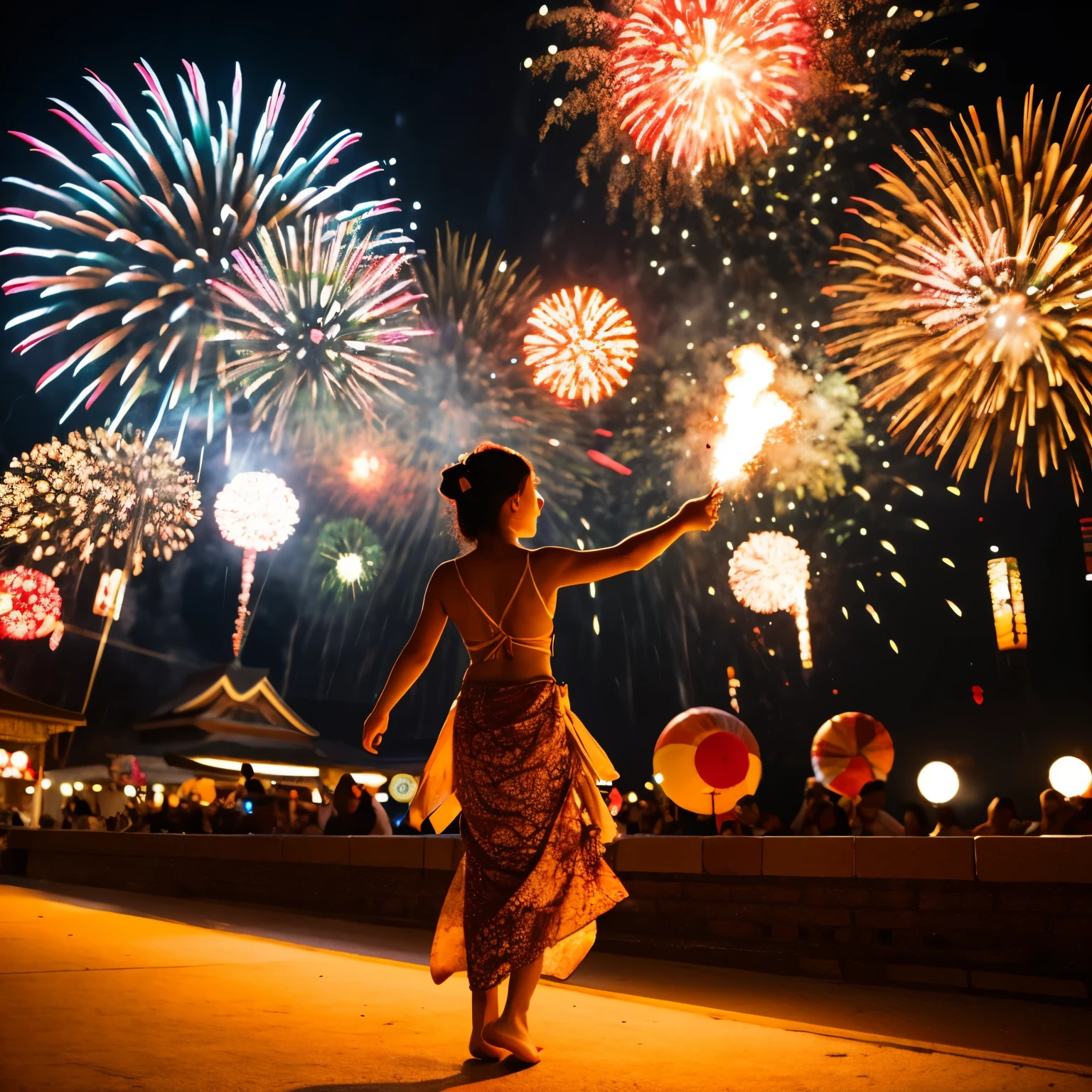 Summer festival yukata Fireworks launch