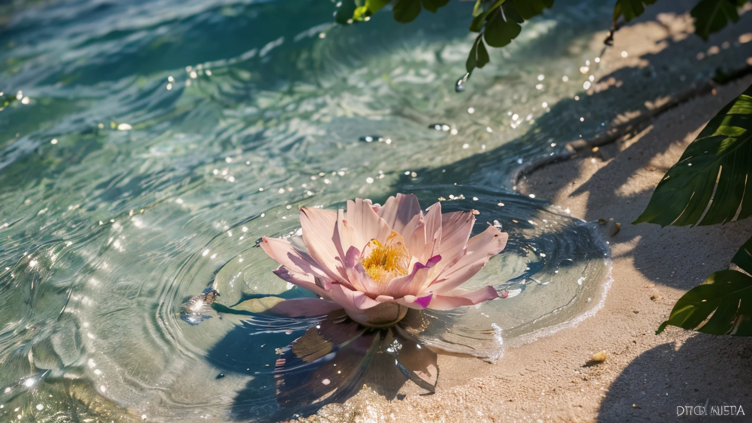 Um sereno, cena de praia, (impressionistic) representational, lindas pinceladas detalhadas, cores vibrantes, soft pastel tones, uso sutil de luz e sombra, water rippling gently, (reflexivo) surface, (cativante) reflections, (Botanical) jardim, peaceful atmosphere, (CLASSIC) arte, (Obra de arte:1.2), (ultra-detalhado) leaves and petals, (Profissional) Composition, (attention to) detalhes finos, (high resolution) visual, (physically based rendering), (realista) representational, (sharp focus), (cores vivas), (Bokeh).E Com Imagem Estilo Hiper-Realista,8k Ultra Hd.