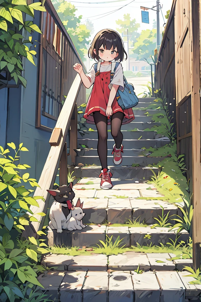 step on one's feet, best quality, Lovely, Kawaii, 1 Girl, Solitary, (long Hair Pink long Hair、Light pink long hair、)((Pink striped dress))Pink stripes pattern、pink eyes、Delicateeyes、Lovely eyes、Smile、A faint smile、Pink slippers、slippers、((Pink slippers))(8K)((sleeveless))Rabbit ears、Rabbit Tail、((long、hair hanging down、long))