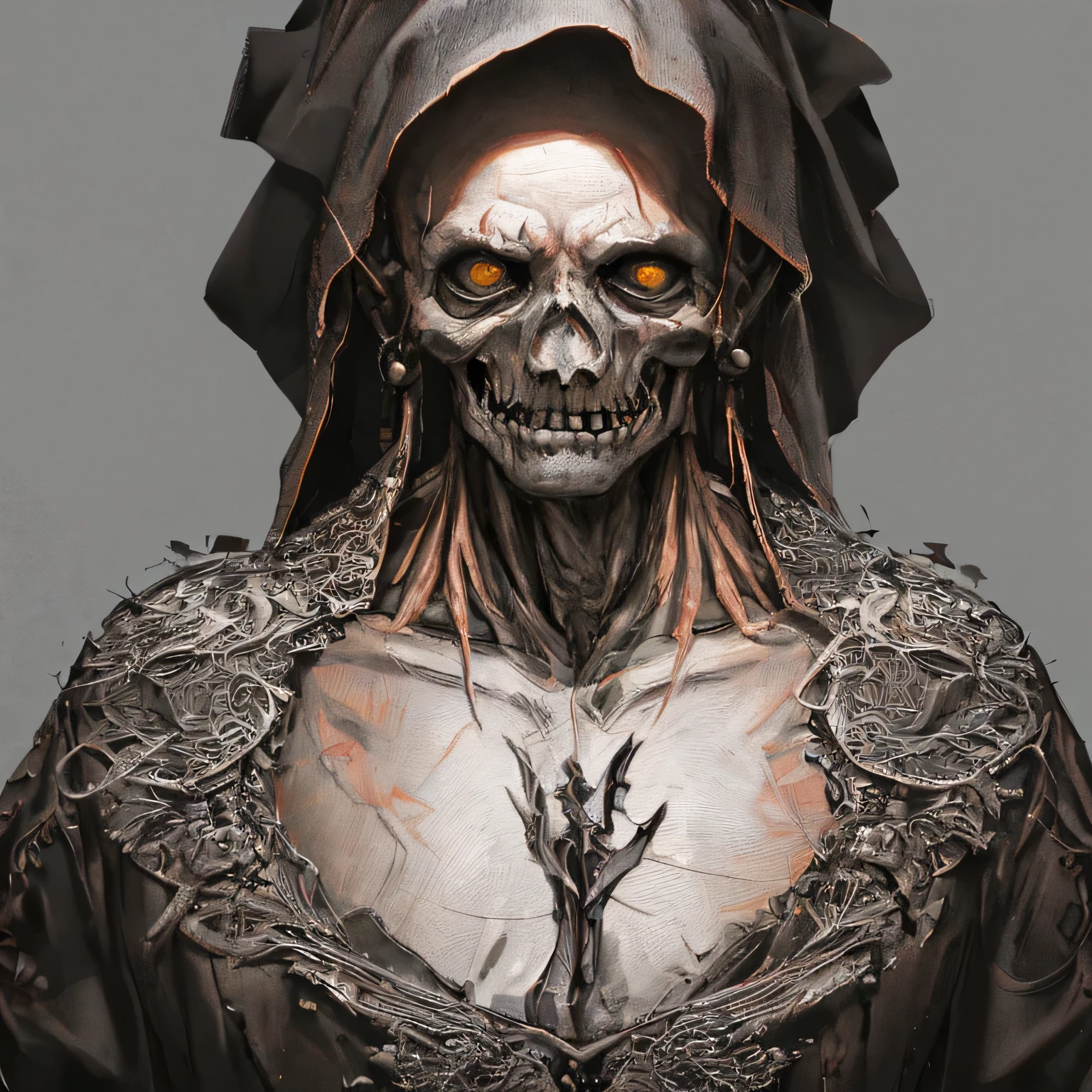 Grim Reaper, ((realistic, masterpiece, Best Quality, 8K, high resolution:1.3)), intricate details, (red eyes:1.5), Drops of blood,