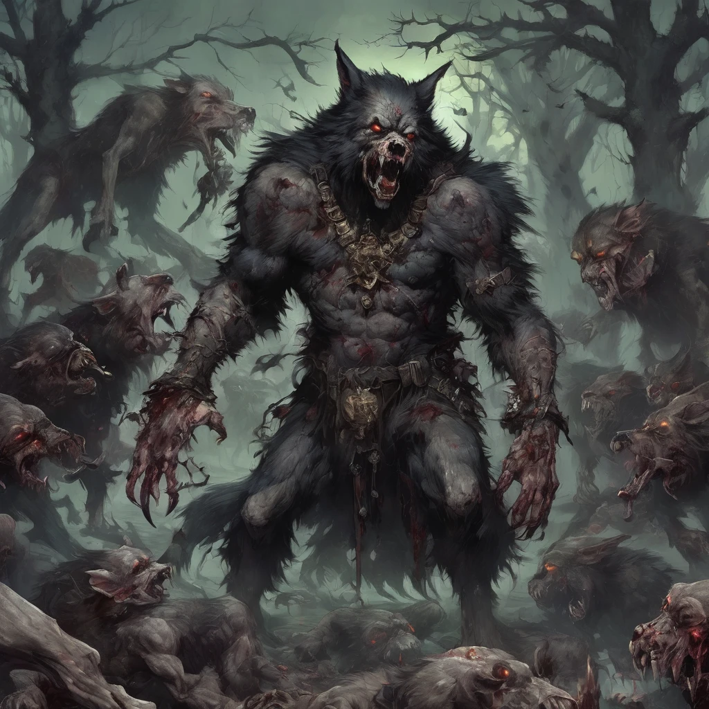 Obra prima Um (anthropomorphic werewolf necromancer) com o poder de controlar enxames de criaturas mortas-vivas. King Carrion raises armies of zombies, esqueletos, e outras entidades macabras para cumprirem as suas ordens, spreading fear and death wherever they go.