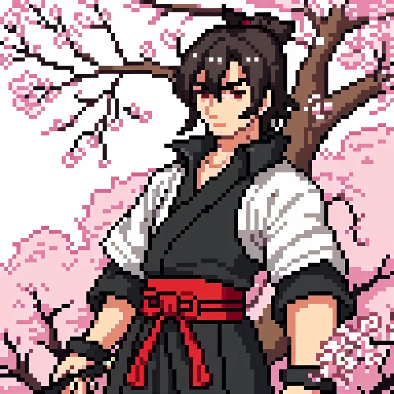 Make a samurai under a cherry tree 