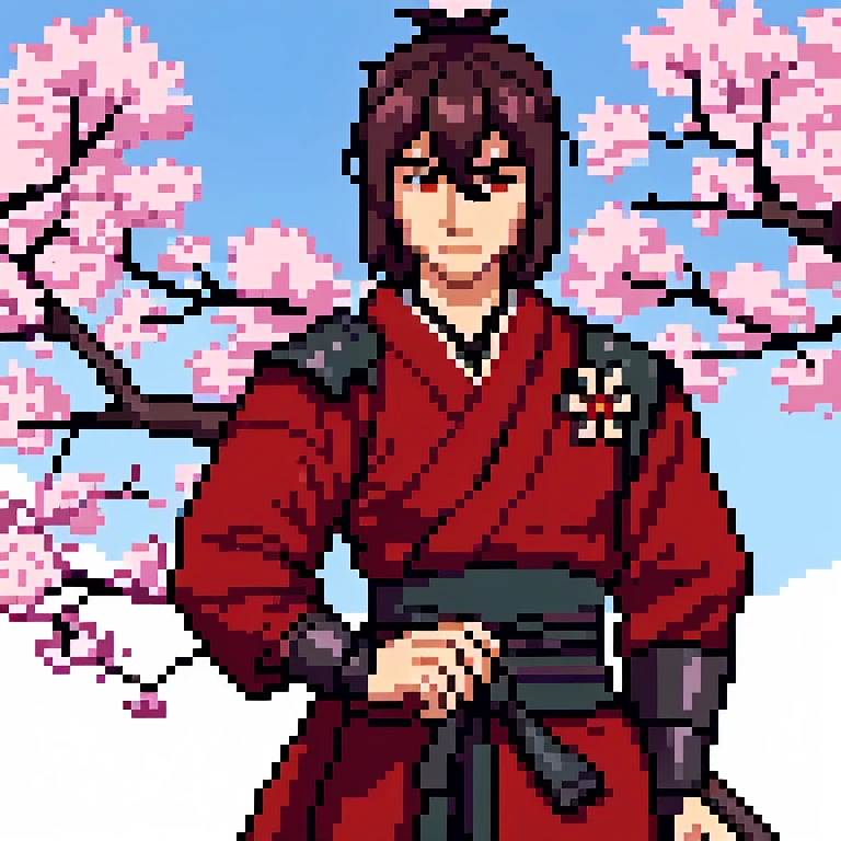 Make a samurai under a cherry tree