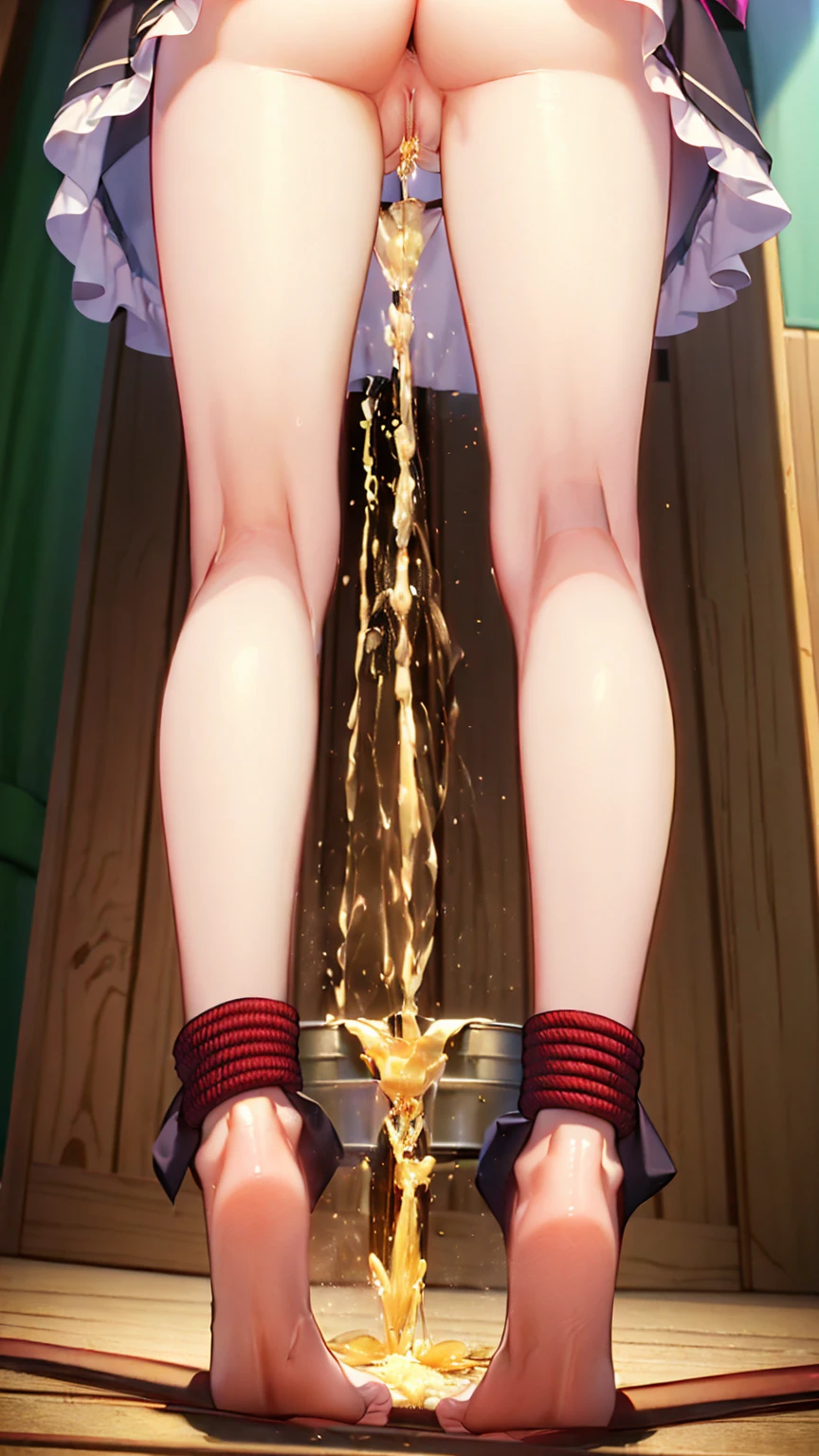 (masterpiece), delicate, Very detailed, (watercolor), (Peeing:1.9), (Maid clothes:1.8)Glasses、(Tie with rope:1.8)(Breast milk from nipples:1.8))(Rem:1.8)(Bra Sucking:1.8)、(pantiesを頭に被る:1.8)(Bottom-up), (1 girl:1.4), (alone:1.2), (Beautiful Eyes, Shining Eyes, Purple eyes), (Fluffy hair), photo shoot, Studio Quality, Fisheye Lens, (highest quality, Dazzling Light, Blushed, Crying face, Glare, Glowing Skin, Super detailed), ( Thighs, Butt, Butt, From below, panties, Showing white panties), sexy, (Detailed Background, Complex background, Japanese Style House, Japanese atmosphere), Blushed, (Perfect Face, Detailed face, fine grain,Perfect hands,Perfect Fingers), Cowboy Shot, ((8k wallpaper))((panties:1.8))((Cleavage:1.8))((Thighs:1.8))((Open your legs and pee:1.8))