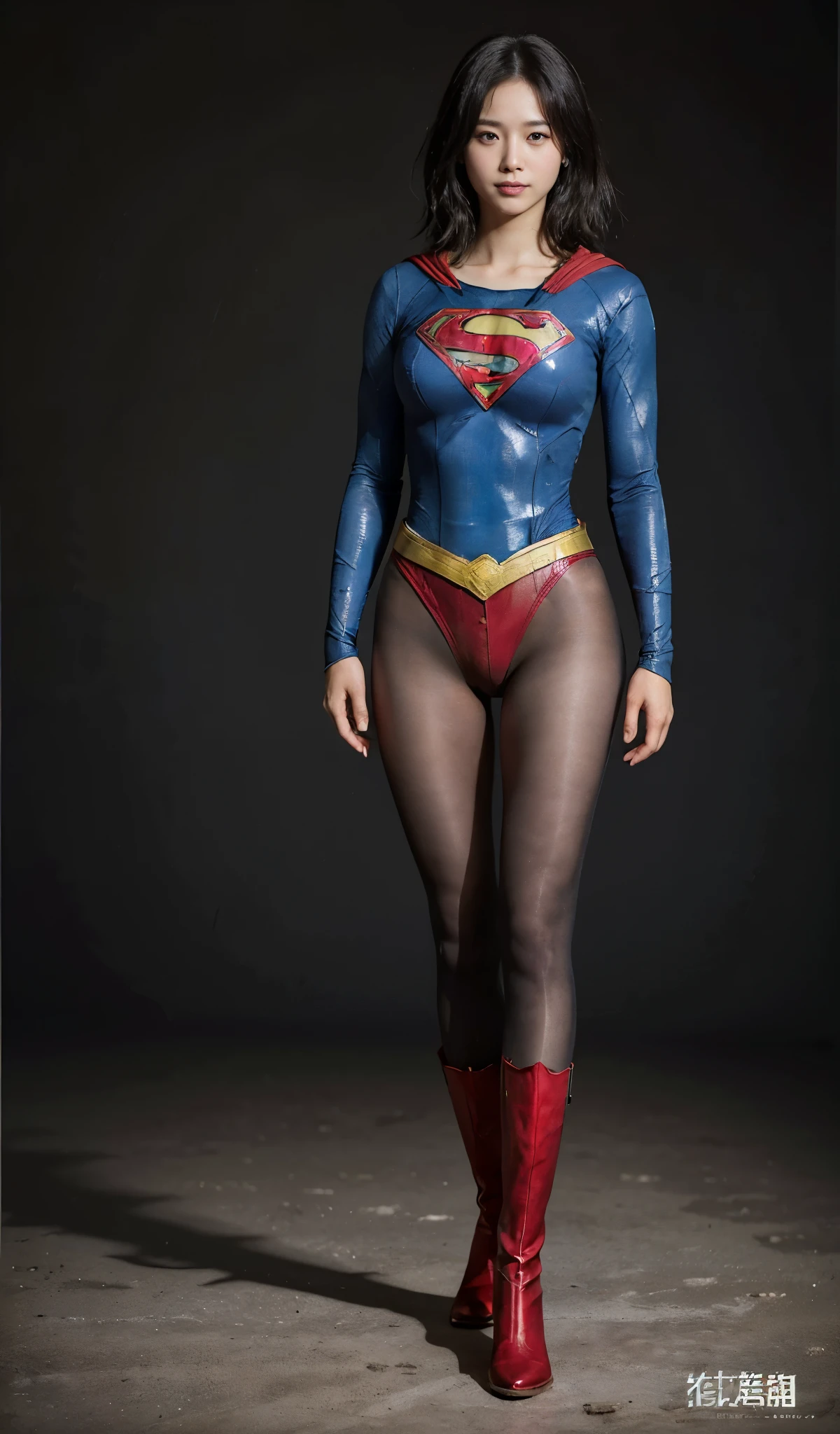 No background、(((Beautiful legs in black tights.)))、(((Legally express the beauty of your smile)))、((((Make the most of your original images)))、(((Body-fitting Supergirl costume)))、(((Supergirl Costume)))、(((Short beautiful hair)))、(((suffering)))、(((Please wear black tights....、Wear red boots)))、((Best image quality、8k))、((highest quality、8k、masterpiece:1.3))、(((Preserve background )))、Sharp focus:1.2、Beautiful woman with perfect figure:1.4、Slim Abs:1.2、Wet body:1.5、Highly detailed face and skin texture、8k