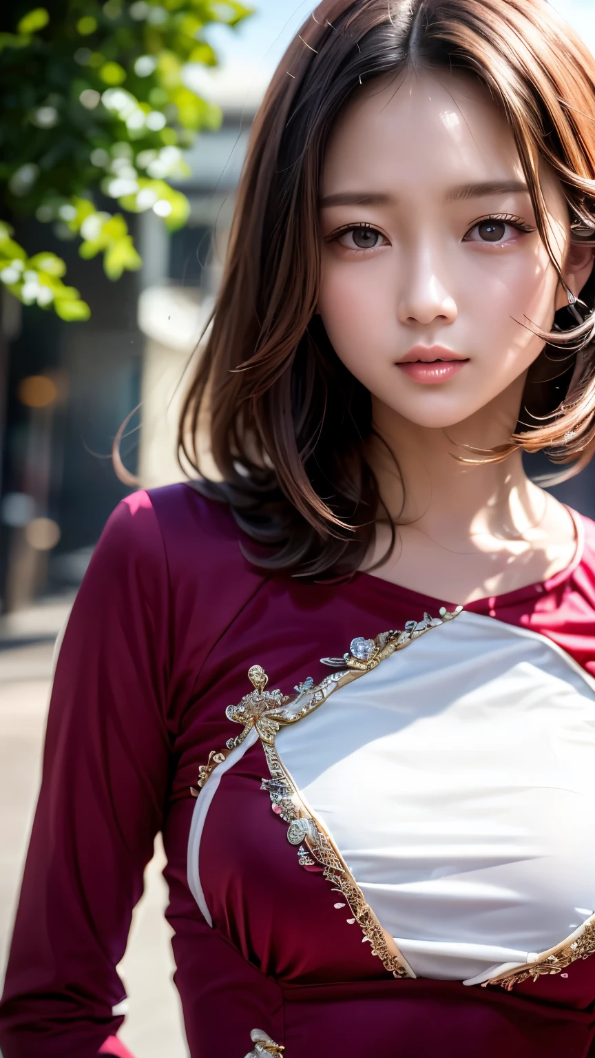 (masterpiece, highest quality:1.2), 8k, Absurd, (Upper Body:1.2), violet, Gardenia, beautiful girl, (Pretty face, Detailed face:1.2), (Ao Dai:1.2), Big Breasts, View your audience, Film Grain, chromatic aberration, Sharp focus, High resolution, Face Light, (Vietnam city background)