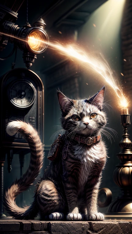 Steampunk cat, octane render, hyper realistic