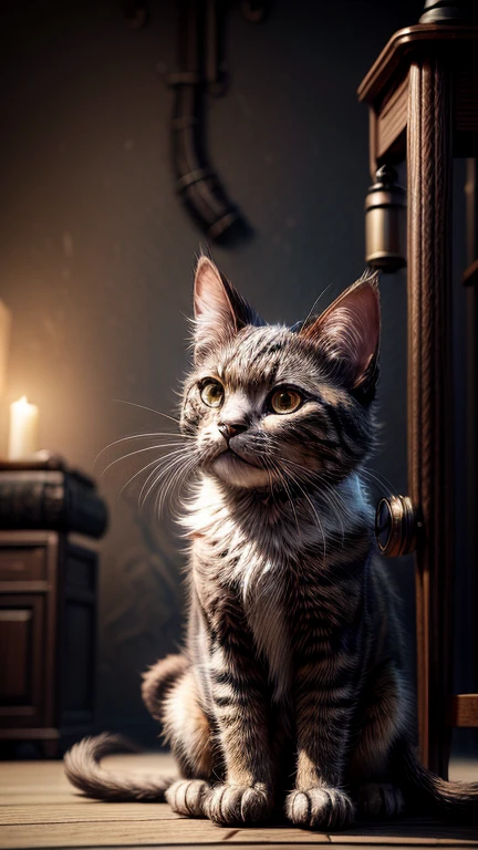Steampunk cat, octane render, hyper realistic