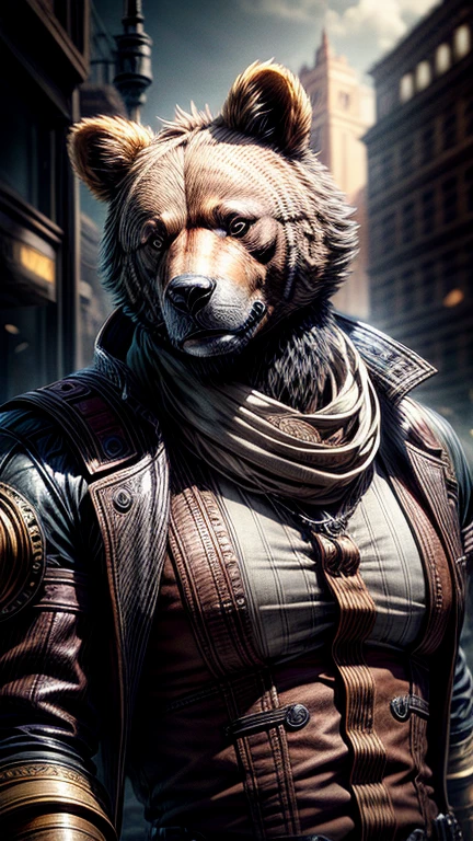 Steampunk urso, octane render, hyper realistic