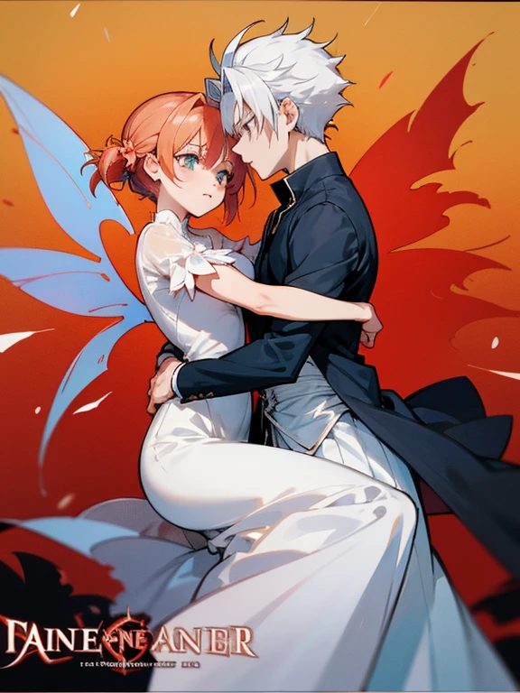 anime couple hugging each other in a hug, high quality fanart, high quality anime art, seven deadly sins anime, looking like annie leonhart, annie leonhart, high quality anime artstyle, key anime art, anime poster, fate stay night, trigger anime artstyle, trending anime art, anime arts, vergil, puce and vermillion, remove watermark, girl in white dress with fairy wings, , ban in red dress and elaine in white dress
undead ban and fairy elaine from seven deadly sins anime