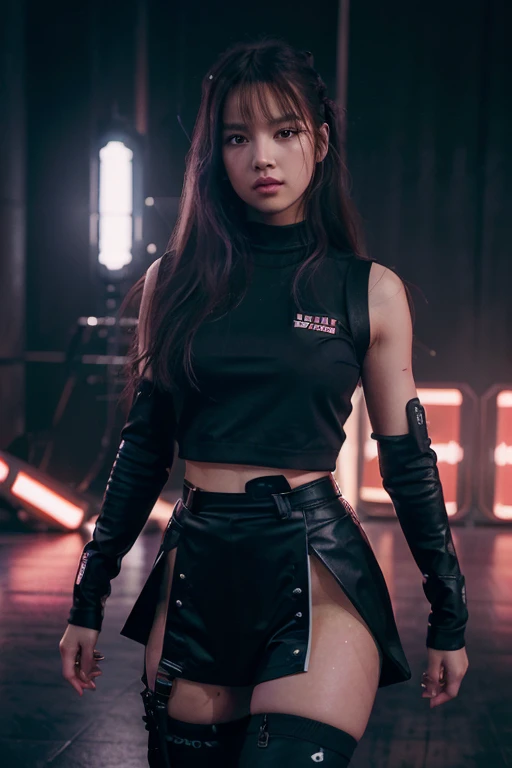 (best quality, ultra-detailed, realistic:1.37), Lisa, BLACKPINK, Star Wars, Jedi, lightsaber, galaxy, K-pop, futuristic, epic, vibrant colors, dynamic lighting, energetic dance moves