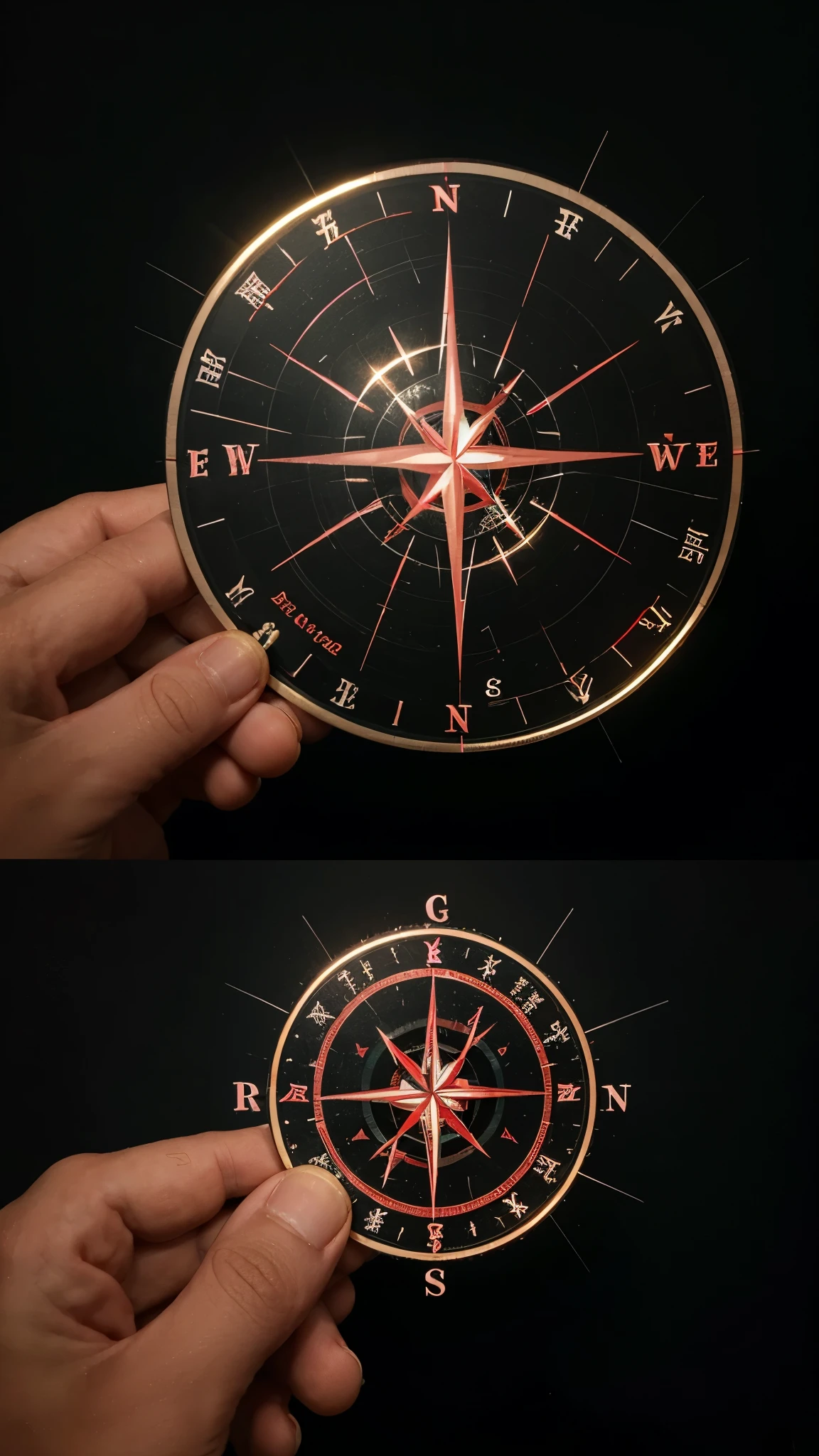 An animated graphic of a bird brain with a small compass glowing inside it, rotating to align with a magnetic field. Imagem realista com otima qualidade