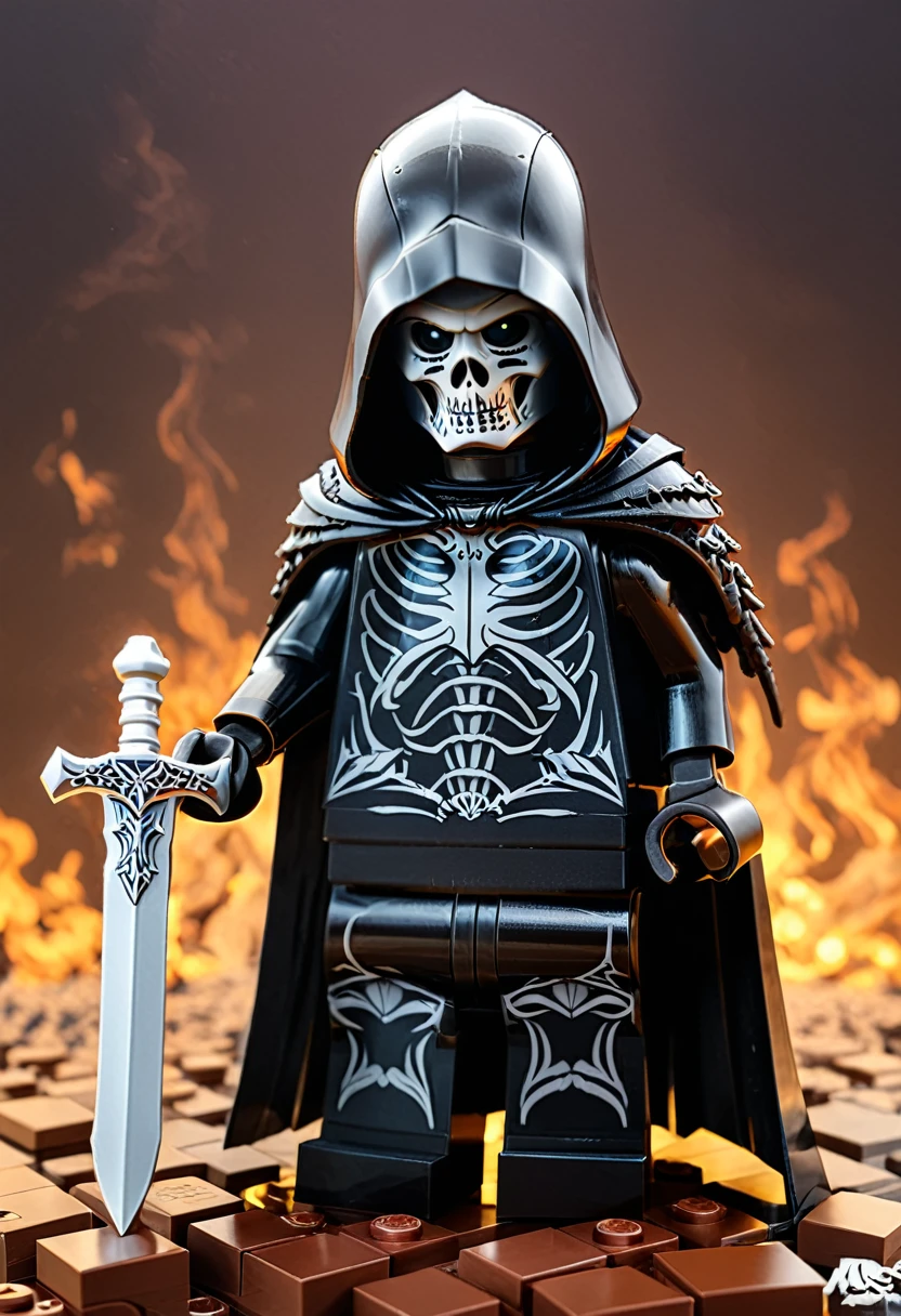 Black Grim Reaper, LEGO style, (masterpiece, best quality, Professional, perfect composition, very aesthetic, absurdres, ultra-detailed, intricate details:1.3)