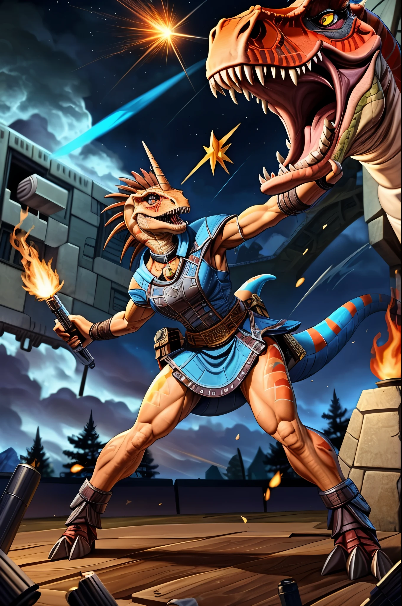 (((dinosaur character, full body, cinematic setting, lizard male)))
Here I come, drop your jaws to the floor
I'm riding on my (((mighty laser-shooting dinosaur)))
Here we come, can you hear him roar?
Prepare for epic fight and his (((laser missiles)))
The sound is boom, boom, boom for every time a goblin dies
Let's sing now, here we go, hear my battle cries
(((Made of metal))) from the moon
Assembled by samurai
His battery gets charged by thunderstorm
With most advanced AI
Devouring trolls and unicorns
From his maw there comes a flame
Burning away our enemies
And therefore we proclaim
BREAK, detailed background, 8K, (masterpiece:1.5), intricate details, highly detailed, extreme detail, octane render, fine art, best quality, highres, (detailed face:1.5), ((full_body)), UHD, (((perfect hands))), low light