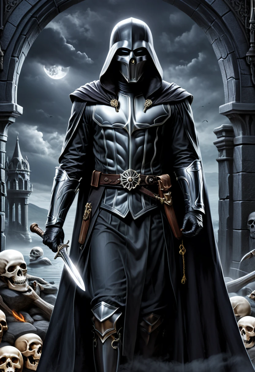 Black Grim Reaper, reading, (masterpiece, best quality, Professional, perfect composition, very aesthetic, absurdres, ultra-detailed, intricate details:1.3)