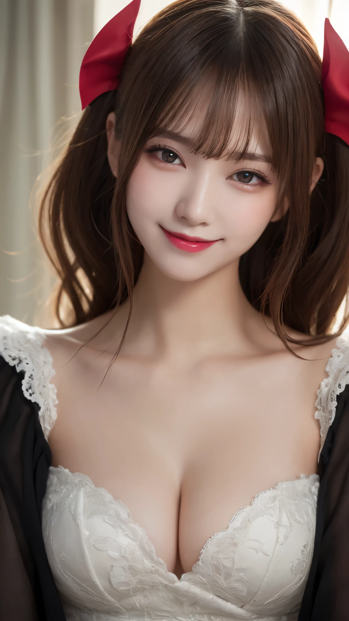 highest quality, shape, Very detailed, In detail, High resolution, 8k wallpaper, Perfect dynamic composition, Beautiful details, dress,Random Hairstyles, Center of chest, Natural color lip, Random sexy poses,smile,Woman with perfect body,Little devil succubus,Close ~ eyes