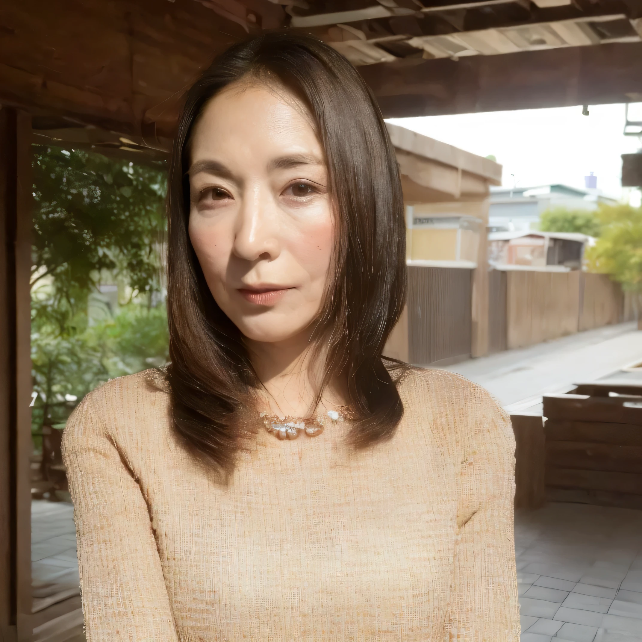 ((highest quality, 8k, masterpiece: 1.3)), Sharp focus: 1.2, Beautiful woman with perfect style: 1.4, Slim Abs: 1.2, ((Dark brown hair, big: 1.2)), (Natural light, City Street: 1.1), Highly detailed face and skin texture, Fine grain, Detailed facial contours