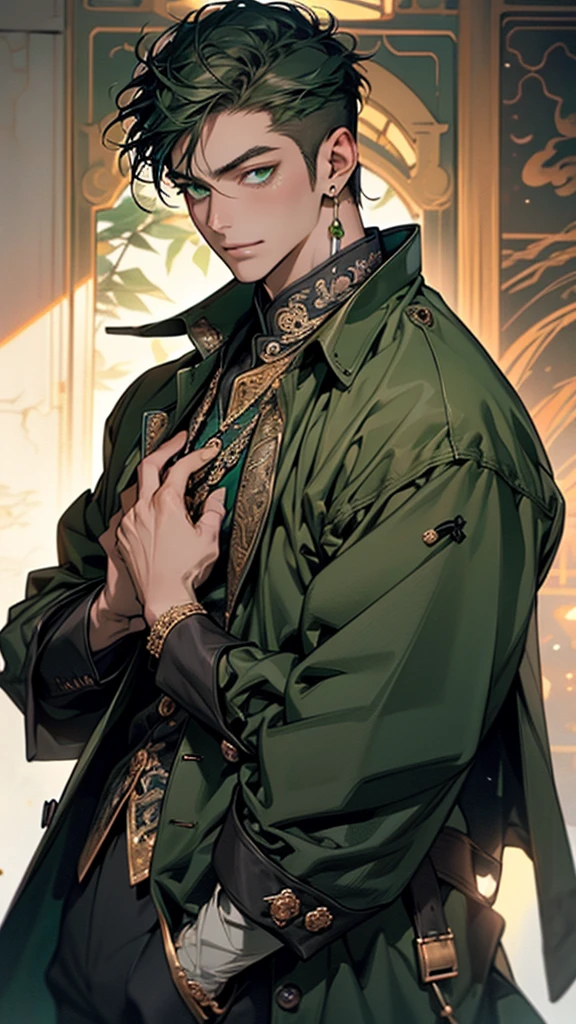 (asian male),(male:1.5), muscle, 1boy, big muscle, pectoral, big pectoral,  muscular, Mature man,45 year old man,adult,1 man, old macho man,perfect body,an extremely delicate and beautiful detailed face, (((green_eyes:1.3))),intricate eyes,beautiful detailed eyes,symmetrical eyes,short hair, green eyes, brown hair,perfect face, brown hair, nice hair style,(perfect hands, five fingers), perfect proportions, ((detailed face)), (((Asian:1.5)))

smile,expressive eyes,   

(ultra-detailed:1.3), beautiful detailed glow,  finely detailed, ultra-detailed, 

 arabian,elegant,

(open coat, asian fashion,asian coat, jeans,white shirt,  masculine features, modern style,asian clothes),(((dark green coat, dark green coat outfit, wearing a dark green coat:1.3,asian dark green coat))),(asian jewelry,intricate necklace),((bulge in pants)),(((intricate outfit,intricate clothes,ornate outfit))),

(dynamic pose:1.0),embarrassed,(centered,scale to fit dimensions,Rule of thirds),

inside,indoor,((room in a palace in Arabia)),scenery:1.25,((intricate scenery)),((winter decorations)),Christmas tree,

(Glossy winter ornaments),highres,sharp focus,(ultra detailed,extremely detailed),(photorealistic artwork:1.37),(extremely detailed CG unity 8k wallpaper),(((vibrant colors,vibrant theme))),(intricate),(masterpiece),(best quality),
