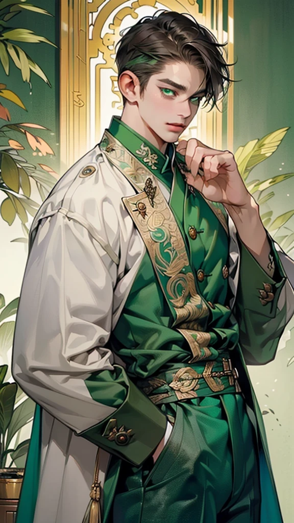 (asian male),(male:1.5), muscle, 1boy, big muscle, pectoral, big pectoral, muscular, Mature man,45 year old man,adult,1 man, old macho man,perfect body,an extremely delicate and beautiful detailed face, (((green_eyes:1.3))),intricate eyes,beautiful detailed eyes,symmetrical eyes,short hair, green eyes, brown hair,perfect face, brown hair, nice hair style,(perfect hands, five fingers), perfect proportions, ((detailed face)), (((Asian:1.5)))
smile,expressive eyes,
(ultra-detailed:1.3), beautiful detailed glow, finely detailed, ultra-detailed,
arabian,elegant,
(open coat, asian fashion,asian coat, jeans,white shirt, masculine features, modern style,asian clothes),(((dark green coat, dark green coat outfit, wearing a dark green coat:1.3,asian dark green coat))),(asian jewelry,intricate necklace),((bulge in pants)),(((intricate outfit,intricate clothes,ornate outfit))),
(dynamic pose:1.0),embarrassed,(centered,scale to fit dimensions,Rule of thirds),
inside,indoor,((room in a palace in Arabia)),scenery:1.25,((intricate scenery)),((winter decorations)),Christmas tree,
(Glossy winter ornaments),highres,sharp focus,(ultra detailed,extremely detailed),(photorealistic artwork:1.37),(extremely detailed CG unity 8k wallpaper),(((vibrant colors,vibrant theme))),(intricate),(masterpiece),(best quality),