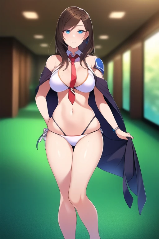 ((best quality)), ((masterpiece)), (detailed), Perfect face((Unreal Project 5)), Realistic rendering, Excellent, (Full body armor), (cloak), (rudder), looking at camera, Stand indoors, Pretty Face, cosmetic, computer generated image mixing, (Photorealism:1.2), Ultra-realistic UHD faces, , Slim waist, Hourglass figure, Half Body, ((radiant skin)), ((shiny skin)), Realistic body, ((She has a y body)), ((clean skin)), Reality, Bokeh, Motion blur, On the table, High resolution, 1080P, Super Detail, Textured Skin.A beautiful 20-year-old girl, (((Wearing a delicate white two-piece bikini))),(reveal), Carefully crafted gemstone jewellery,((Tie your hair neatly around your shoulders: 1.5)), (())，Soft Light