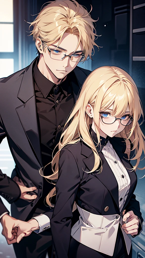 A man in a suit and a naked girl