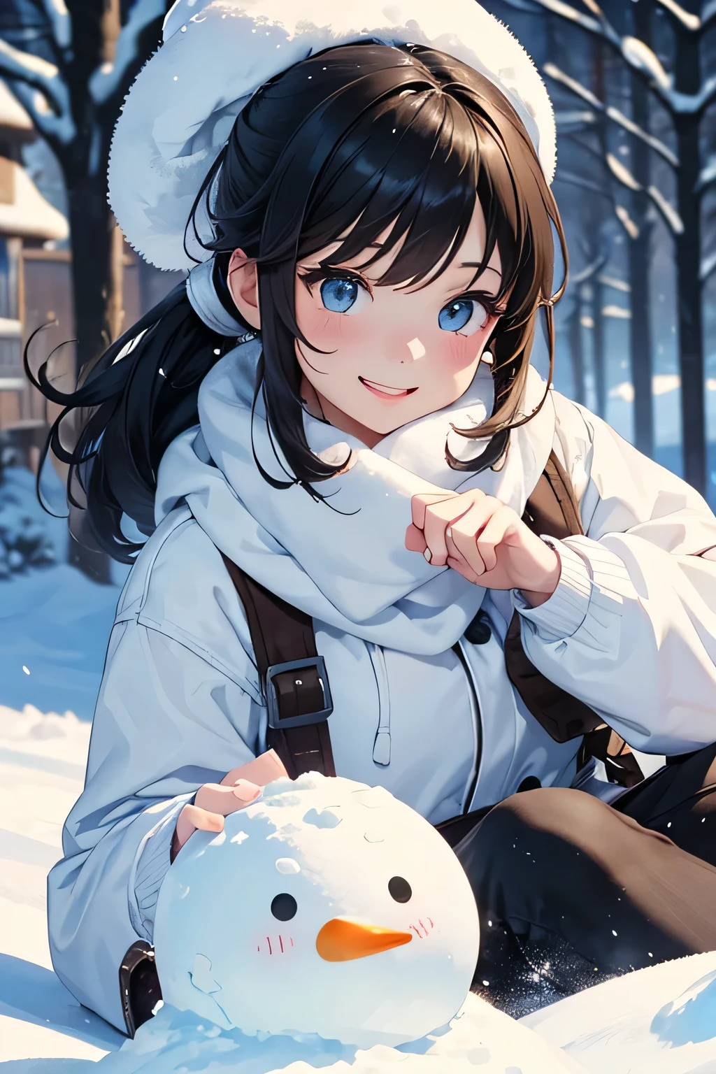 highest quality、High resolution、Detailed Background、(Beautiful face in every detail:1.4)、Teenage beauty、Highly detailed face、cute hair color、ponytail、Bobcut、cute hairstyle、well-groomed eyebrows、cute gesture、The girl&#39;s facial expressions and behavior、The surrounding snow scenery、Fits in one screen、(Three beautiful girls:1.4)、

It depicts a girl happily building a snowman in the snow.、
The big snowball the girl was holding、Smiling face、Snowman hats, scarves and other accessories、
It depicts a girl playing in a snowy landscape.、
A girl shovels snow and throws it、
The facial expressions and gestures of someone trying to catch the falling snow、
Depicts a girl having a snowball fight with her friends in the snow.、
The girl is smiling as she makes a snowball, and is in a pose throwing a snowball she is holding. The girl is stretching her hand out as the snow falls, gazing at the snowflakes.、
The girl is curious々The expression on his face and the snowflakes falling on his palm are adorable.、
Depicts a girl sledding in the snow、
A girl is smiling and sitting on a sled、She looks adorable as she glides happily with her hair blowing in the wind and snow falling.、cute