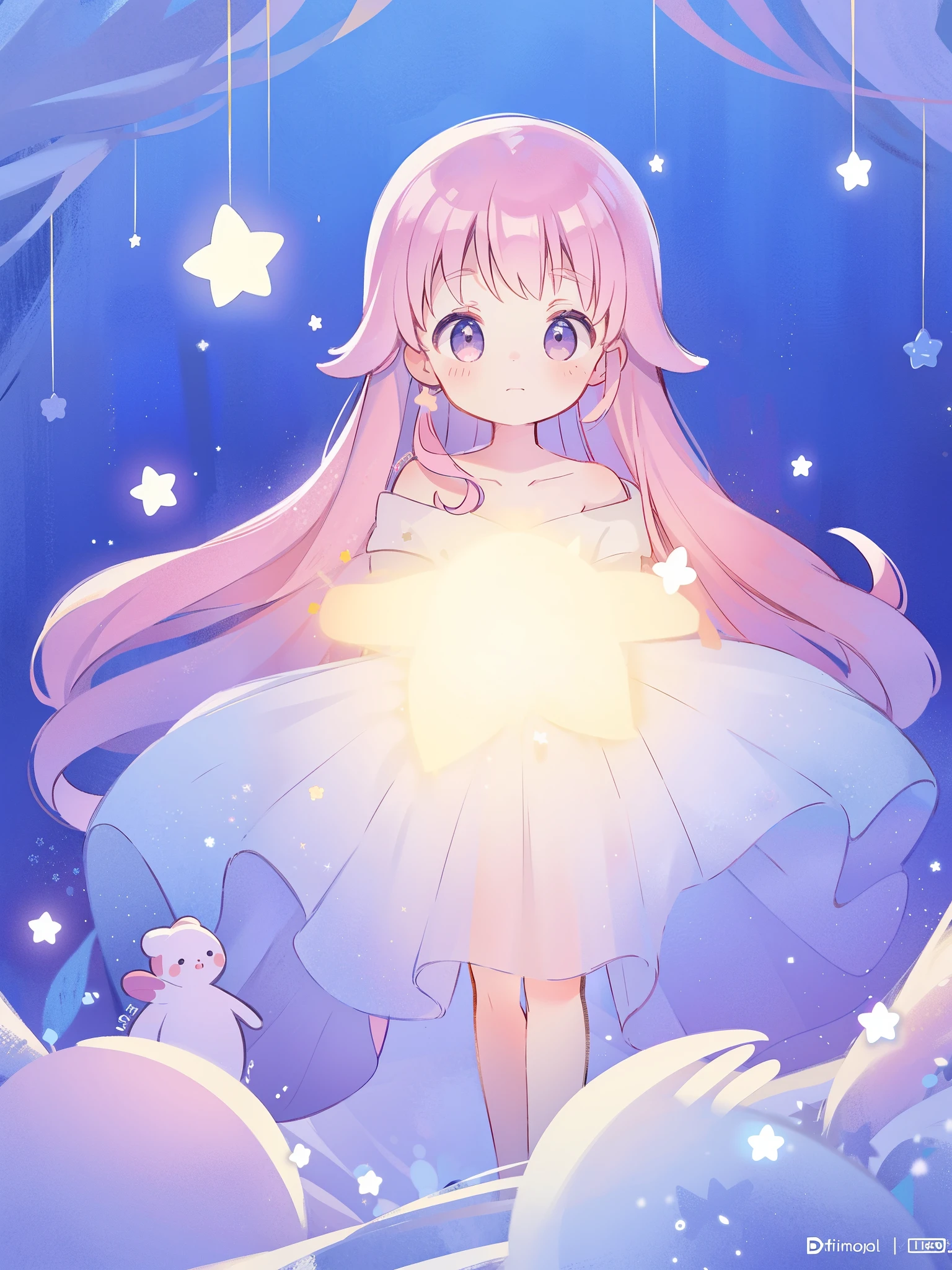 complex background, wishing star background, a woman wearing an ethereal mystical pink translucent dress that reflects the stars, perfume promo art, mystic, complex drawing, highly detailed, Covergirl brand, promo art, artistic rendition, ethereal, starry night, midjourney style