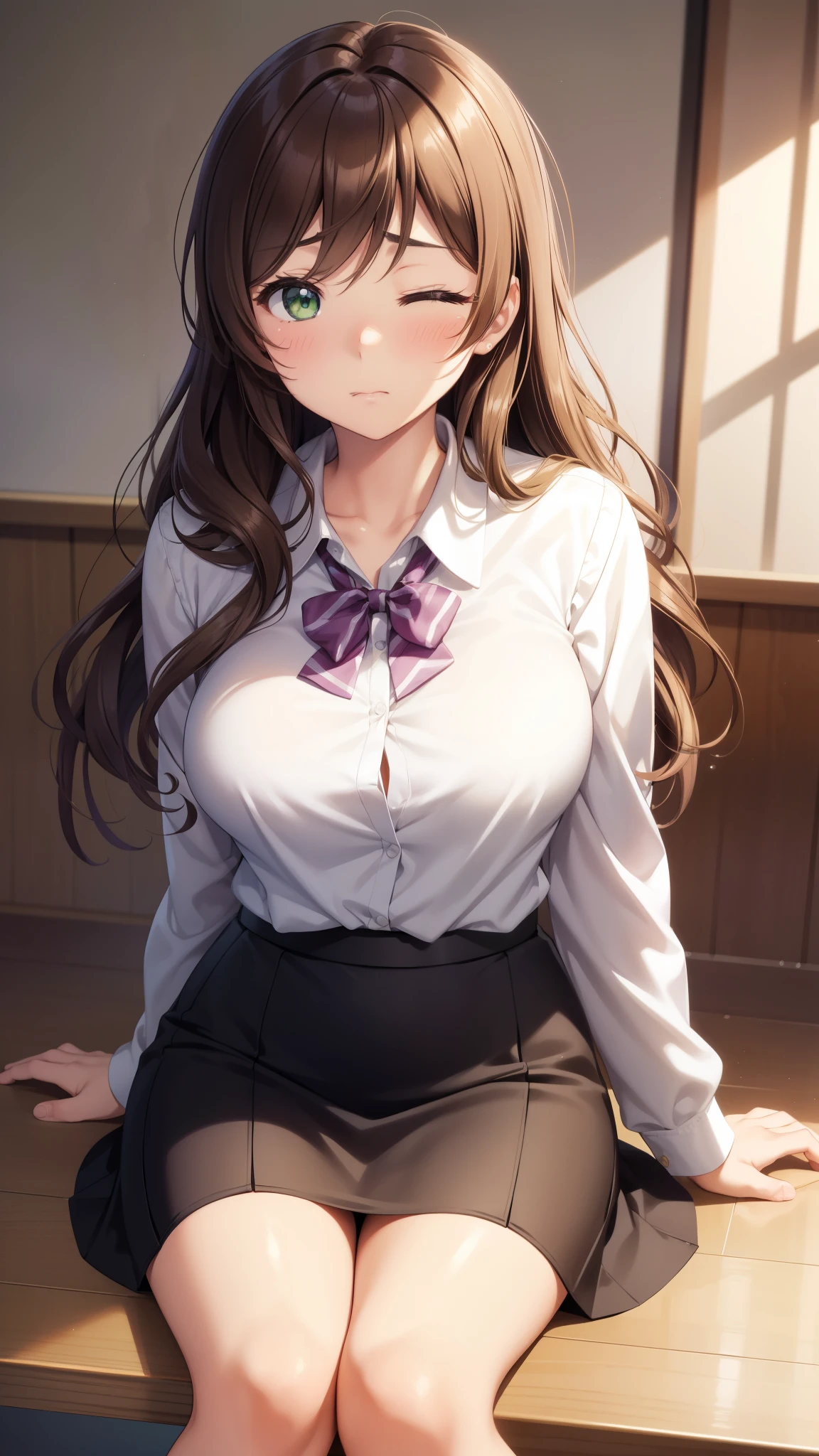 Very detailed、(8k, RAW Photos, highest quality, masterpiece:1.2), (Very detailed 8k wallpaper),shape、Professional Lighting,Sharp focus, Written boundary depth、
Browsing Caution、Clear Eyes、Perfect Anatomy、With a girl、12 years old、High Ponytail、、、smile, Big Breasts、blazer, School,, Micro Mini Skirt,Face close-up,hair ornaments、imminent kiss,Plump thighs、Lying on your back、Leg spread、