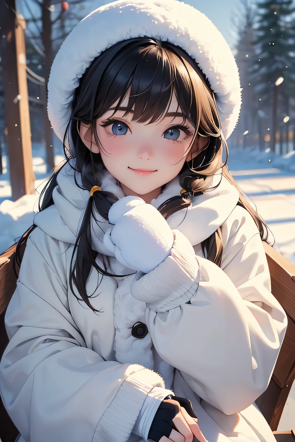 highest quality、High resolution、Detailed Background、(Beautiful face in every detail:1.4)、Teenage beauty、Highly detailed face、cute hair color、ponytail、Bobcut、cute hairstyle、well-groomed eyebrows、cute gesture、The girl's facial expressions and behavior、The surrounding snow scenery、Fits in one screen、(Three beautiful girls playing together in the snow:1.4)、
It depicts a girl happily building a snowman in the snow.、
The big snowball the girl was holding、Smiling face、Snowman hats, scarves and other accessories、
It depicts a girl playing in a snowy landscape.、
A girl shovels snow and throws it、
The facial expressions and gestures of someone trying to catch the falling snow、
Depicts a girl having a snowball fight with her friends in the snow.、
The girl is smiling as she makes a snowball, and is in a pose throwing a snowball she is holding. The girl is stretching her hand out as the snow falls, gazing at the snowflakes.、
The girl is curious々The expression on his face and the snowflakes falling on his palm are adorable.、
Depicts a girl sledding in the snow、
A girl is smiling and sitting on a sled、She looks adorable as she glides happily with her hair blowing in the wind and snow falling.、cute