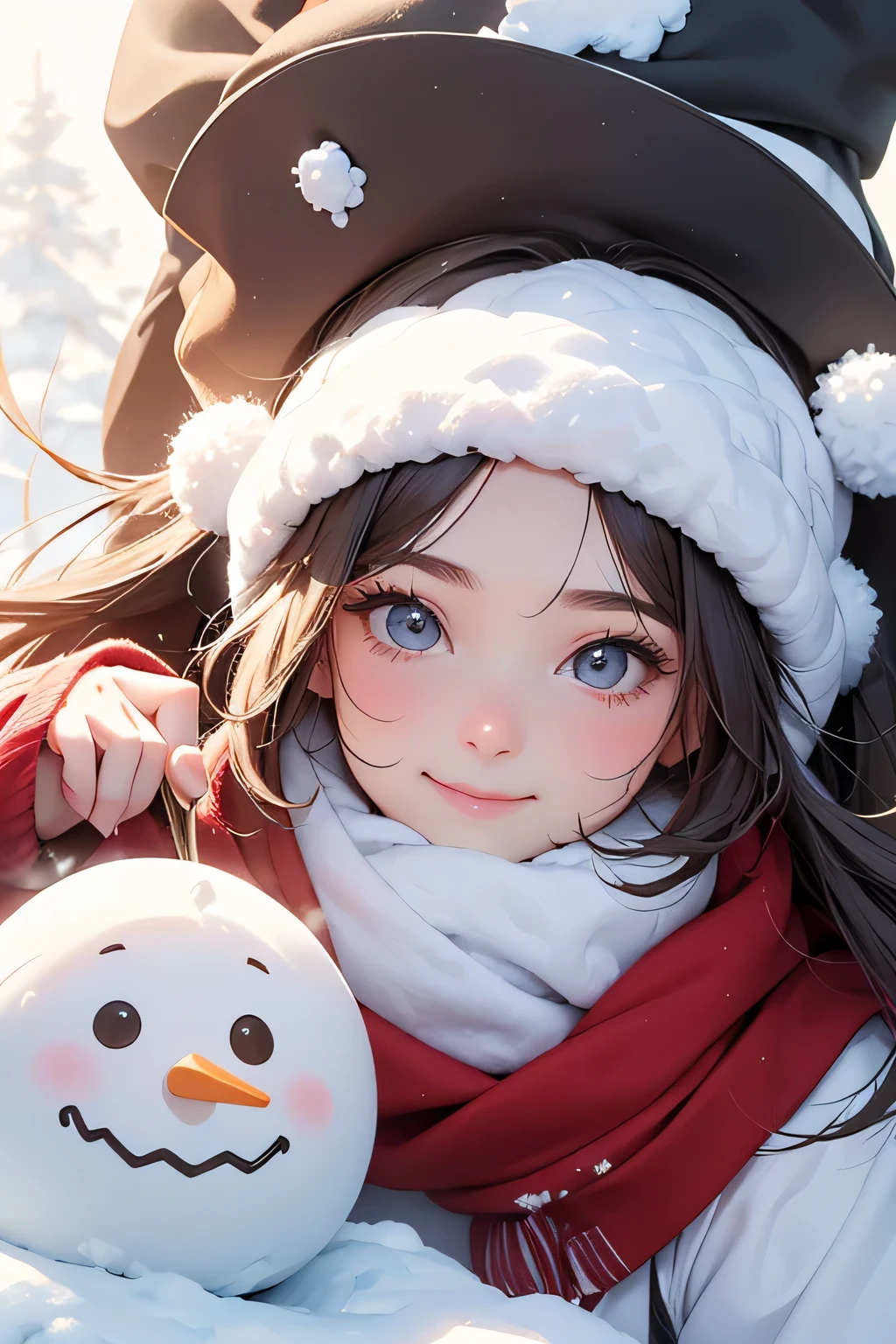 highest quality、High resolution、Detailed Background、(Beautiful face in every detail:1.4)、Teenage beauty、Highly detailed face、cute hair color、ponytail、Bobcut、cute hairstyle、well-groomed eyebrows、cute gesture、The girl's facial expressions and behavior、The surrounding snow scenery、Fits in one screen、(Three beautiful girls playing together in the snow:1.4)、
It depicts a girl happily building a snowman in the snow.、
The big snowball the girl was holding、Smiling face、Snowman hats, scarves and other accessories、
It depicts a girl playing in a snowy landscape.、
A girl shovels snow and throws it、
The facial expressions and gestures of someone trying to catch the falling snow、
Depicts a girl having a snowball fight with her friends in the snow.、
The girl is smiling as she makes a snowball, and is in a pose throwing a snowball she is holding. The girl is stretching her hand out as the snow falls, gazing at the snowflakes.、
The girl is curious々The expression on his face and the snowflakes falling on his palm are adorable.、
Depicts a girl sledding in the snow、
A girl is smiling and sitting on a sled、She looks adorable as she glides happily with her hair blowing in the wind and snow falling.、cute