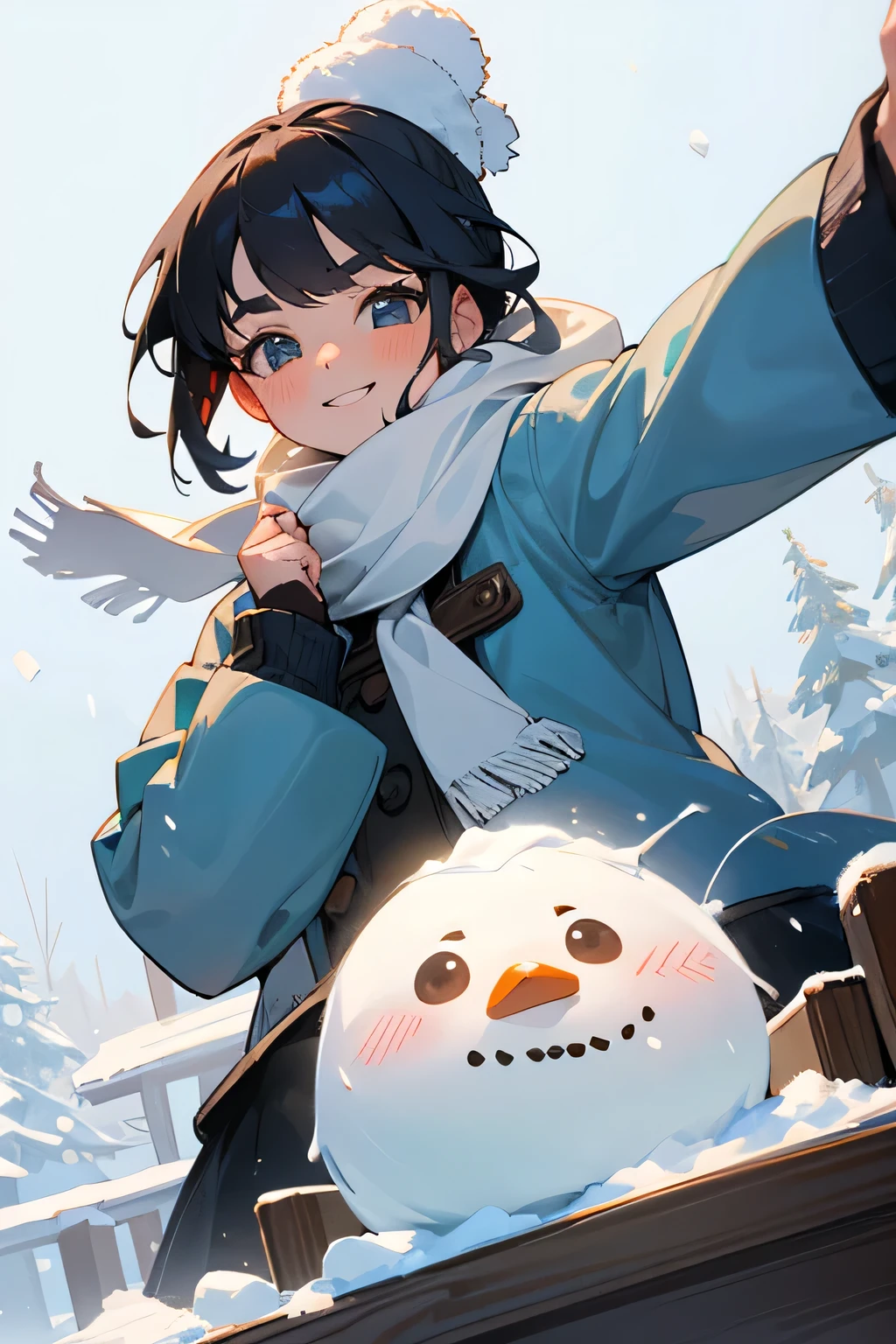 highest quality、High resolution、Detailed Background、(Beautiful face in every detail:1.4)、Teenage beauty、Highly detailed face、cute hair color、ponytail、Bobcut、cute hairstyle、well-groomed eyebrows、cute gesture、The girl's facial expressions and behavior、The surrounding snow scenery、Fits in one screen、(Three beautiful girls:1.5)、
It depicts a girl happily building a snowman in the snow.、
The big snowball the girl was holding、Smiling face、Snowman hats, scarves and other accessories、
It depicts a girl playing in a snowy landscape.、
A girl shovels snow and throws it、
The facial expressions and gestures of someone trying to catch the falling snow、
Depicts a girl having a snowball fight with her friends in the snow.、
The girl is smiling as she makes a snowball, and is in a pose throwing a snowball she is holding. The girl is stretching her hand out as the snow falls, gazing at the snowflakes.、
The girl is curious々The expression on his face and the snowflakes falling on his palm are adorable.、
Depicts a girl sledding in the snow、
A girl is smiling and sitting on a sled、She looks adorable as she glides happily with her hair blowing in the wind and snow falling.、cute