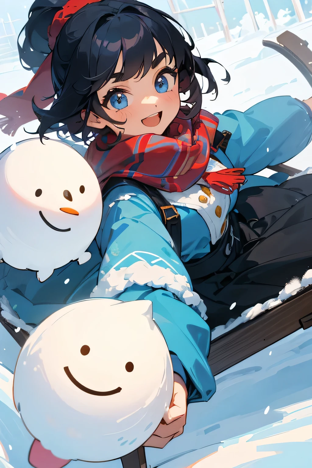 highest quality、High resolution、Detailed Background、(Beautiful face in every detail:1.4)、Teenage beauty、Highly detailed face、cute hair color、ponytail、Bobcut、cute hairstyle、well-groomed eyebrows、cute gesture、The girl&#39;s facial expressions and behavior、The surrounding snow scenery、Fits in one screen、(Three beautiful girls:1.2)、

It depicts a girl happily building a snowman in the snow.、
The big snowball the girl was holding、Smiling face、Snowman hats, scarves and other accessories、
It depicts a girl playing in a snowy landscape.、
A girl shovels snow and throws it、
The facial expressions and gestures of someone trying to catch the falling snow、
Depicts a girl having a snowball fight with her friends in the snow.、
The girl is smiling as she makes a snowball, and is in a pose throwing a snowball she is holding. The girl is stretching her hand out as the snow falls, gazing at the snowflakes.、
The girl is curious々The expression on his face and the snowflakes falling on his palm are adorable.、
Depicts a girl sledding in the snow、
A girl is smiling and sitting on a sled、She looks adorable as she glides happily with her hair blowing in the wind and snow falling.、cute