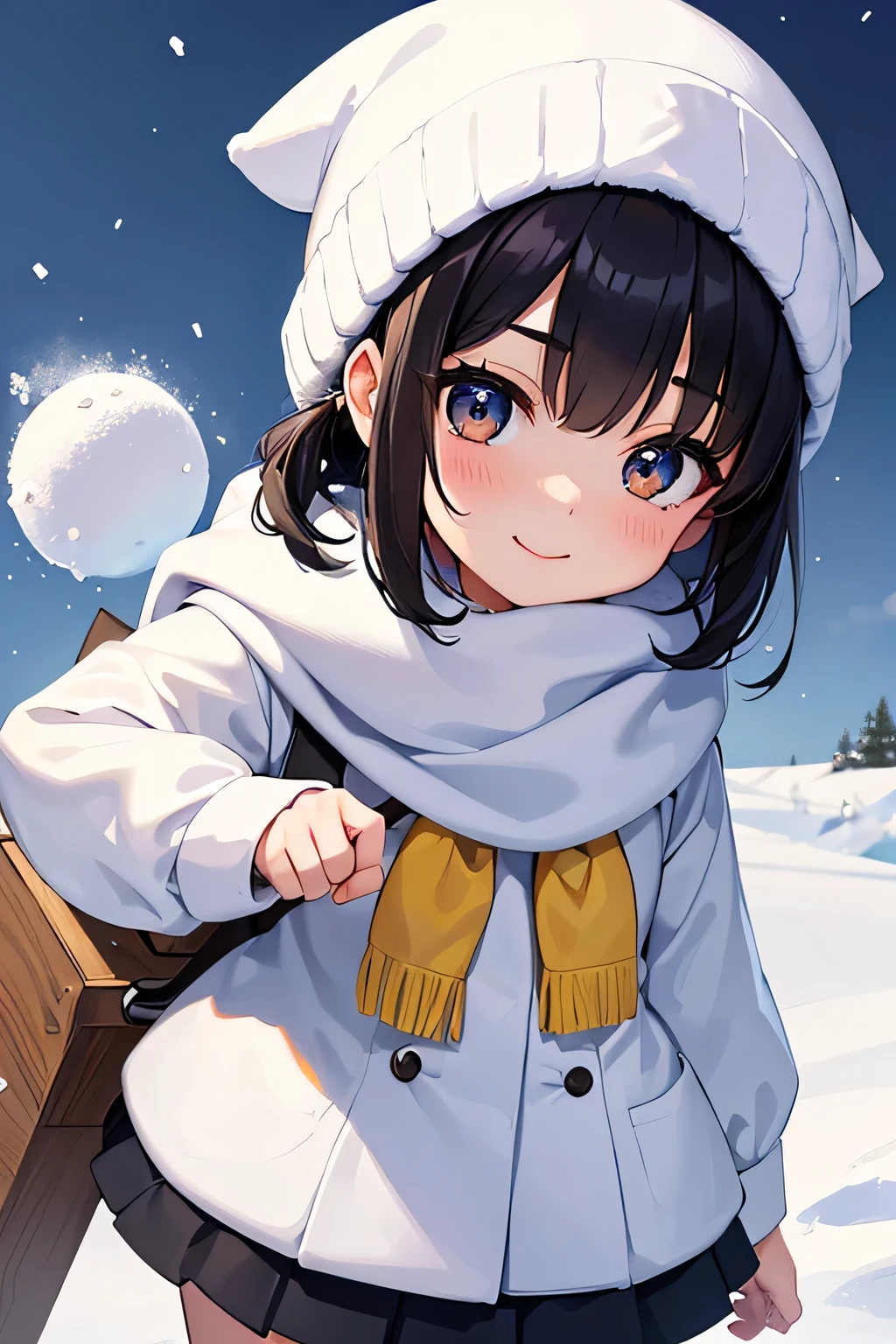 highest quality、High resolution、Detailed Background、(Beautiful face in every detail:1.4)、age beauty、Highly detailed face、cute hair color、ponytail、Bobcut、cute hairstyle、well-groomed eyebrows、cute gesture、The girl's facial expressions and behavior、The surrounding snow scenery、Fits in one screen、(Three beautiful girls:1.2)、
It depicts a girl happily building a snowman in the snow.、
The big snowball the girl was holding、Smiling face、Snowman hats, scarves and other accessories、
It depicts a girl playing in a snowy landscape.、
A girl shovels snow and throws it、
The facial expressions and gestures of someone trying to catch the falling snow、
Depicts a girl having a snowball fight with her friends in the snow.、
The girl is smiling as she makes a snowball, and is in a pose throwing a snowball she is holding. The girl is stretching her hand out as the snow falls, gazing at the snowflakes.、
The girl is curious々The expression on his face and the snowflakes falling on his palm are adorable.、
Depicts a girl sledding in the snow、
A girl is smiling and sitting on a sled、She looks adorable as she glides happily with her hair blowing in the wind and snow falling.、cute