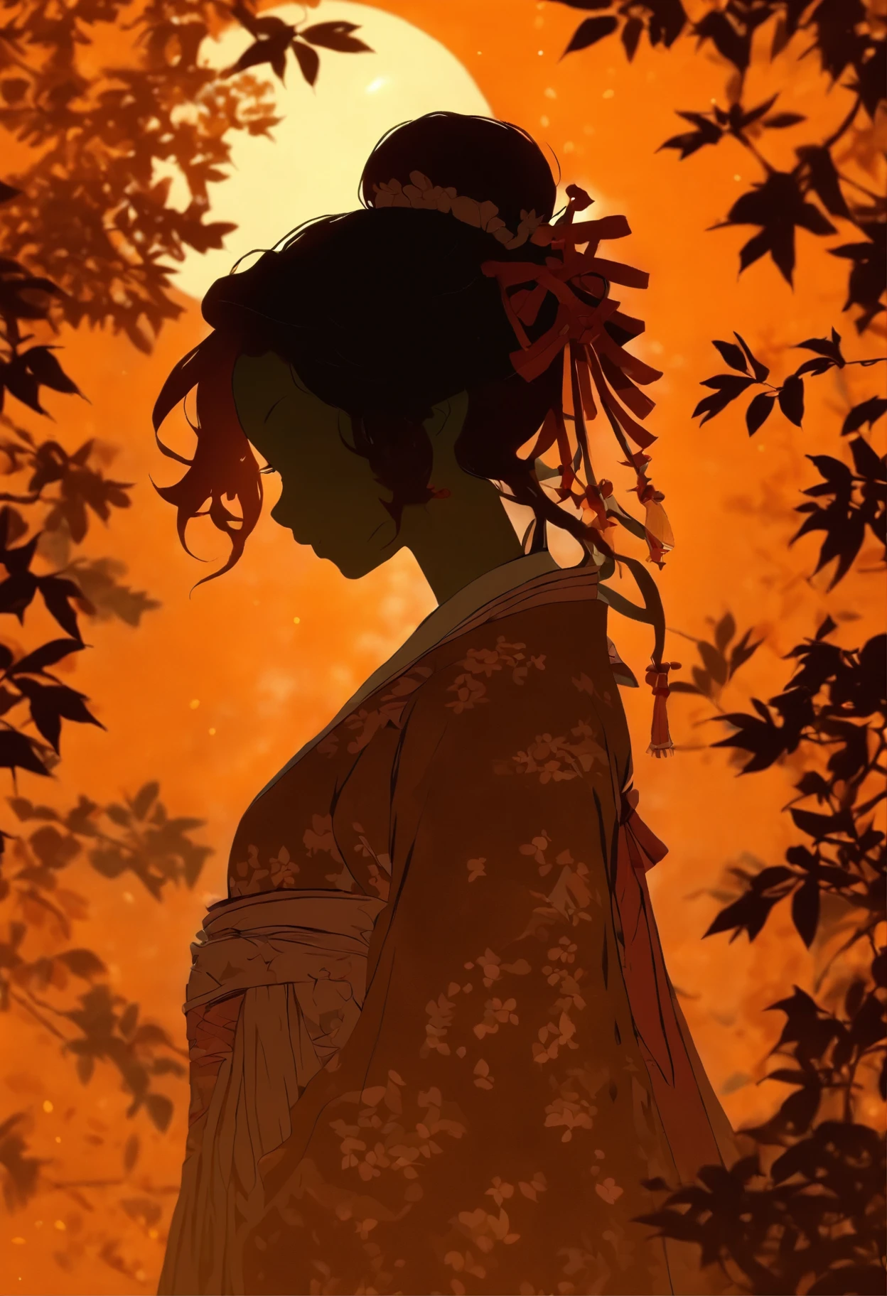 (Silhouette art, incision:1.6) (((arte em papel cortado, A world where only black exists:1.3) (Ancient Chinese Hanfu), 1 girl, Solo, (Ancient Chinese long-haired girl, profile:1.2), White, Clear and beautiful face, The rabbit stands at the girl's feet, Behind the full moon (A osmanthus tree, Fallen leaves fall, ) Textured glass background, atmospheric perspective, vanishing point, wide shot, masterpiece, ccurate, anatomically correct, high details, best quality, award winning, 8k