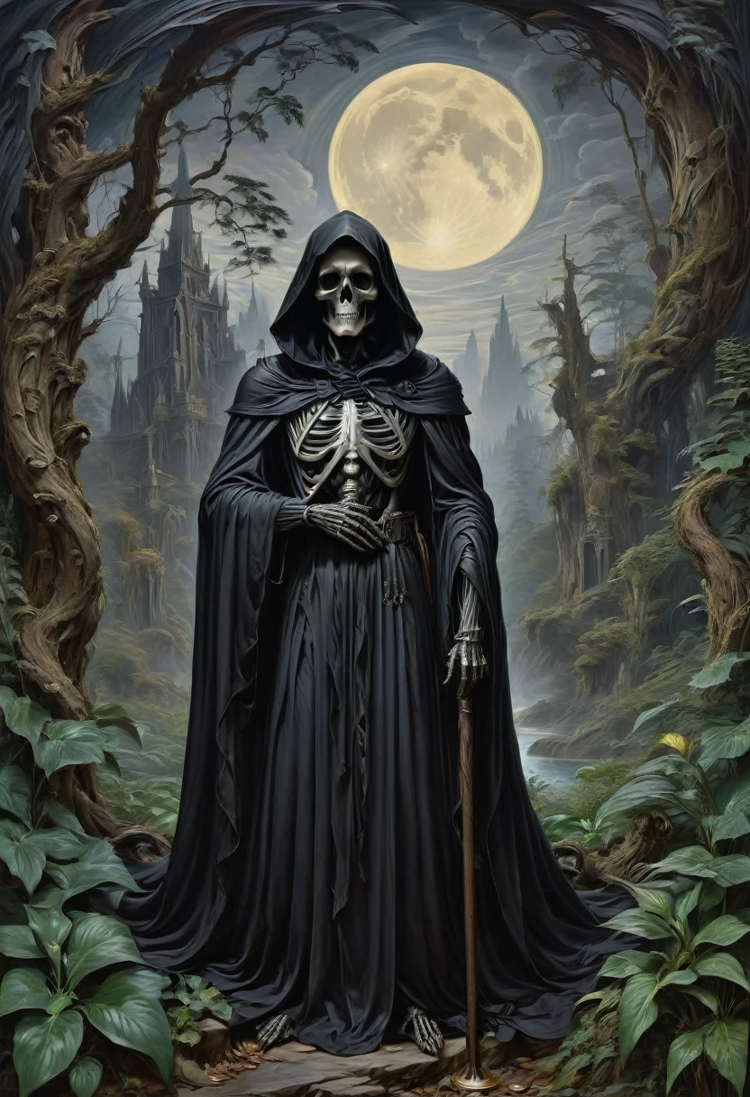 Black Grim Reaper, by Edward Weston, best quality, masterpiece, very aesthetic, perfect composition, intricate details, ultra-detailed