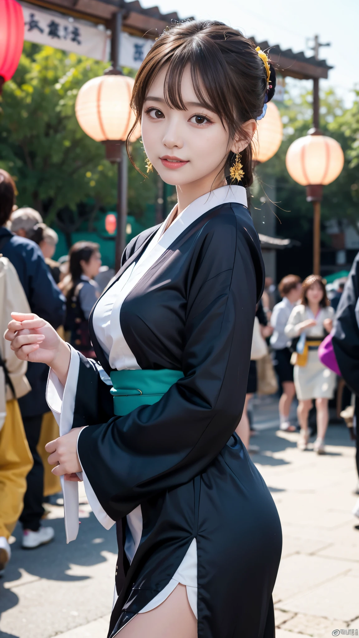 Japanese Ido ,((24-years-old, cute ,Baby Face:1.2)), Tabletop:1.2,Highly detailed face and eyes,Shiny skin,Medium Hair,Earrings, ( Kimono costume :1.3),(Dynamic Angle:1.5),( Summer festival:1.3), BREAK ceremony,((Random sexy poses、put in、Deep pleasure, Ecstatic eyes:1.2)), ((I gasp hard:1.2))、Ecstatic face、Climax expression, My whole body is convulsing、Official Art,Highly detailed CG Unity 8k wallpaper, (masterpiece:1.0),(highest quality:1.0), photo shoot, 8k, Browsing Caution, High resolution, Kodak Portrait 400, Film Grain, Lens flare brilliance,Very low camera angle, View your viewers