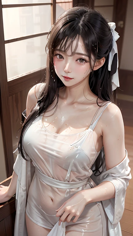 A Japanese girl in a thin nightgown is full of lust and lust. Her whole body is wet with sweat. The thin robe clings to her body and reveals her inner skin. It attracts the viewer's sensuality. Intricate, clear and high quality HD.