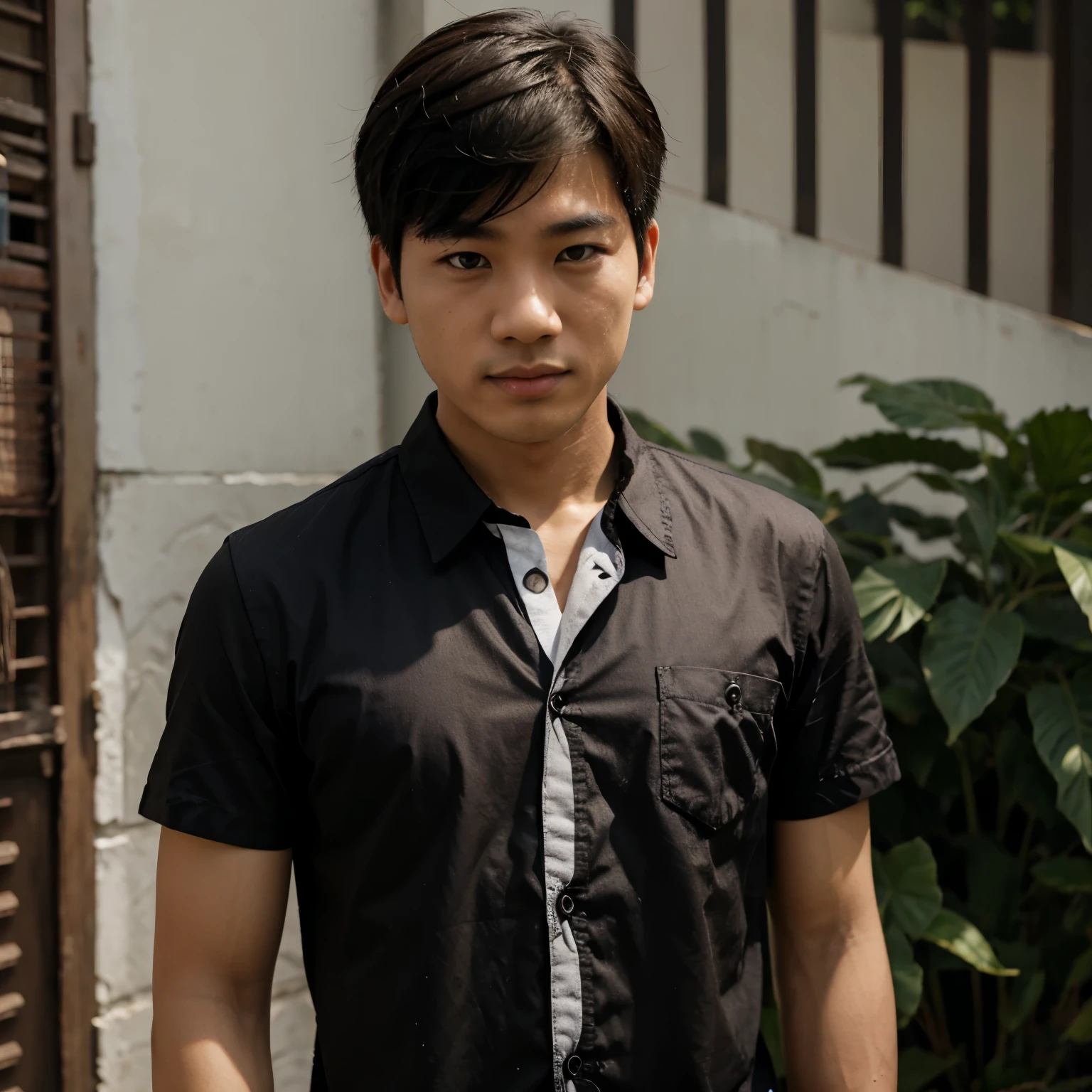 Asian boy, camisa preta