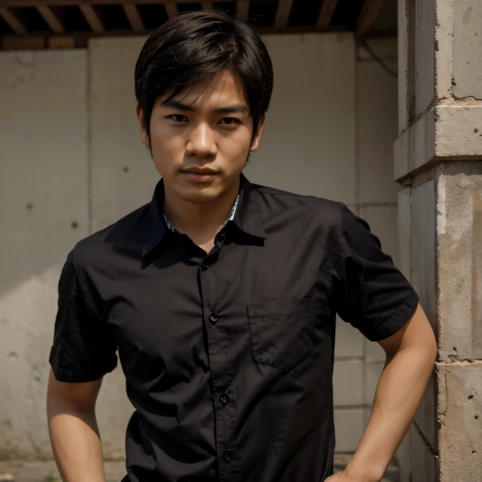 Asian boy, camisa preta