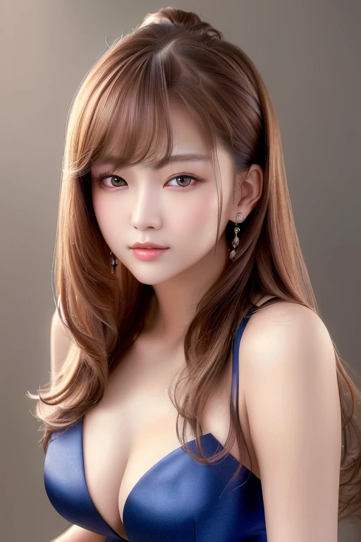 ((highest quality)), ((masterpiece)), (detailed), whole body、wallpaper、Leaning forward、Perfect Face、Perfect body、Light brown hair、Beautiful Skin、A beautiful half Korean and half Russian girl、(masterpiece:1.3), (8k, Photorealistic, Raw photo, Best image quality: 1.4), (Rough long hairstyle:1.2)、Cleavage:1.2