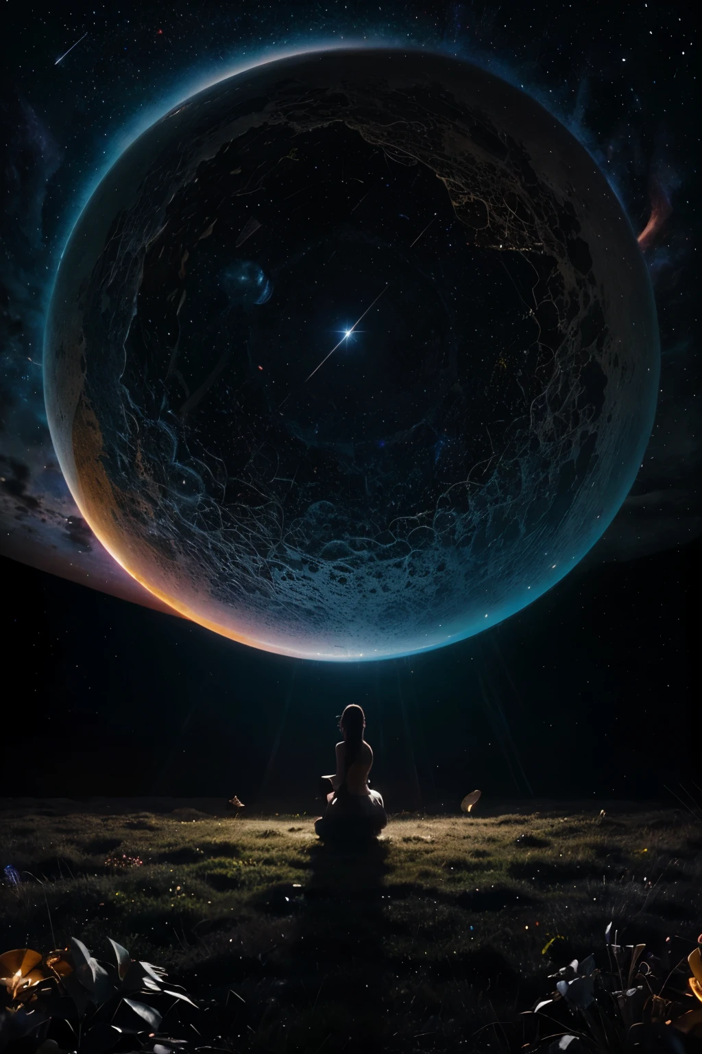 llustrate a fantastical scene where celestial beings or planets are playing music among the stars, creating a cosmic symphony.