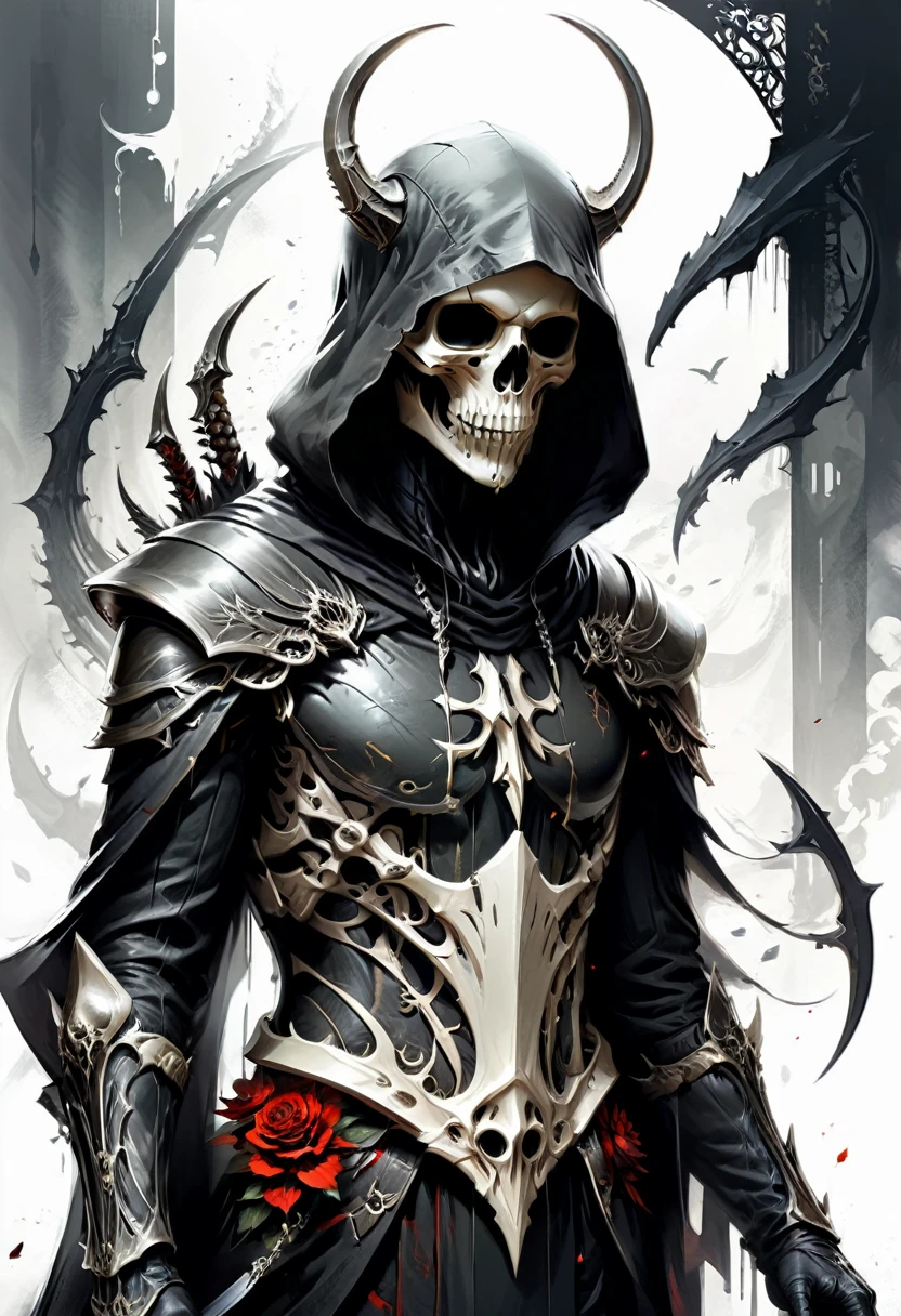 Grim Reaper, (masterpiece, best quality, Professional, perfect composition, very aesthetic, absurdres, ultra-detailed, intricate details:1.3), by Russ Mills