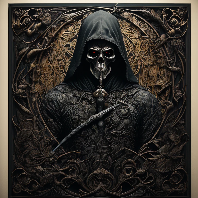 Black Grim Reaper, (masterpiece, best quality, Professional, perfect composition, very aesthetic, absurdres, ultra-detailed, intricate details:1.3)