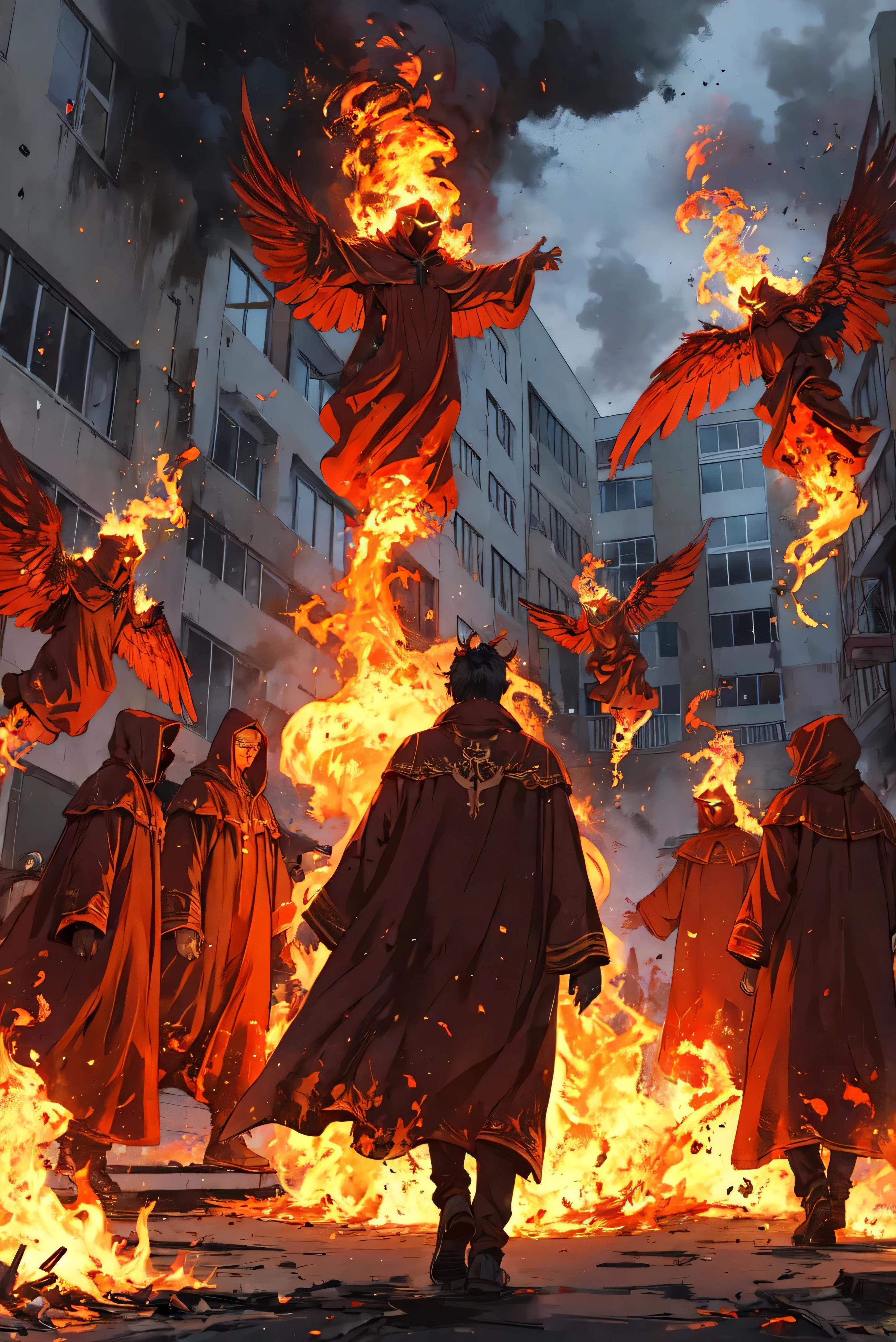 Flames, detailed cloak