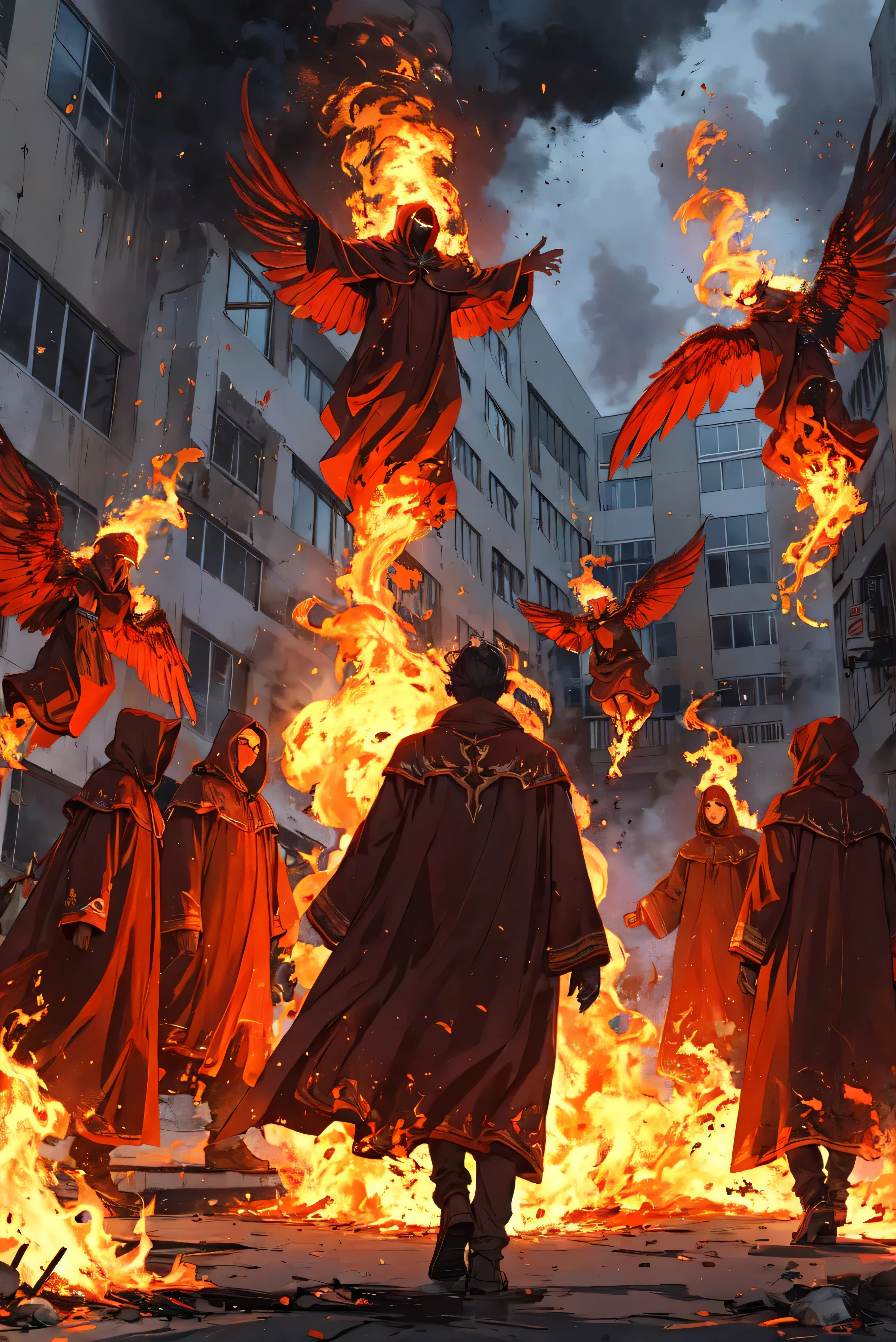 Flames, detailed cloak