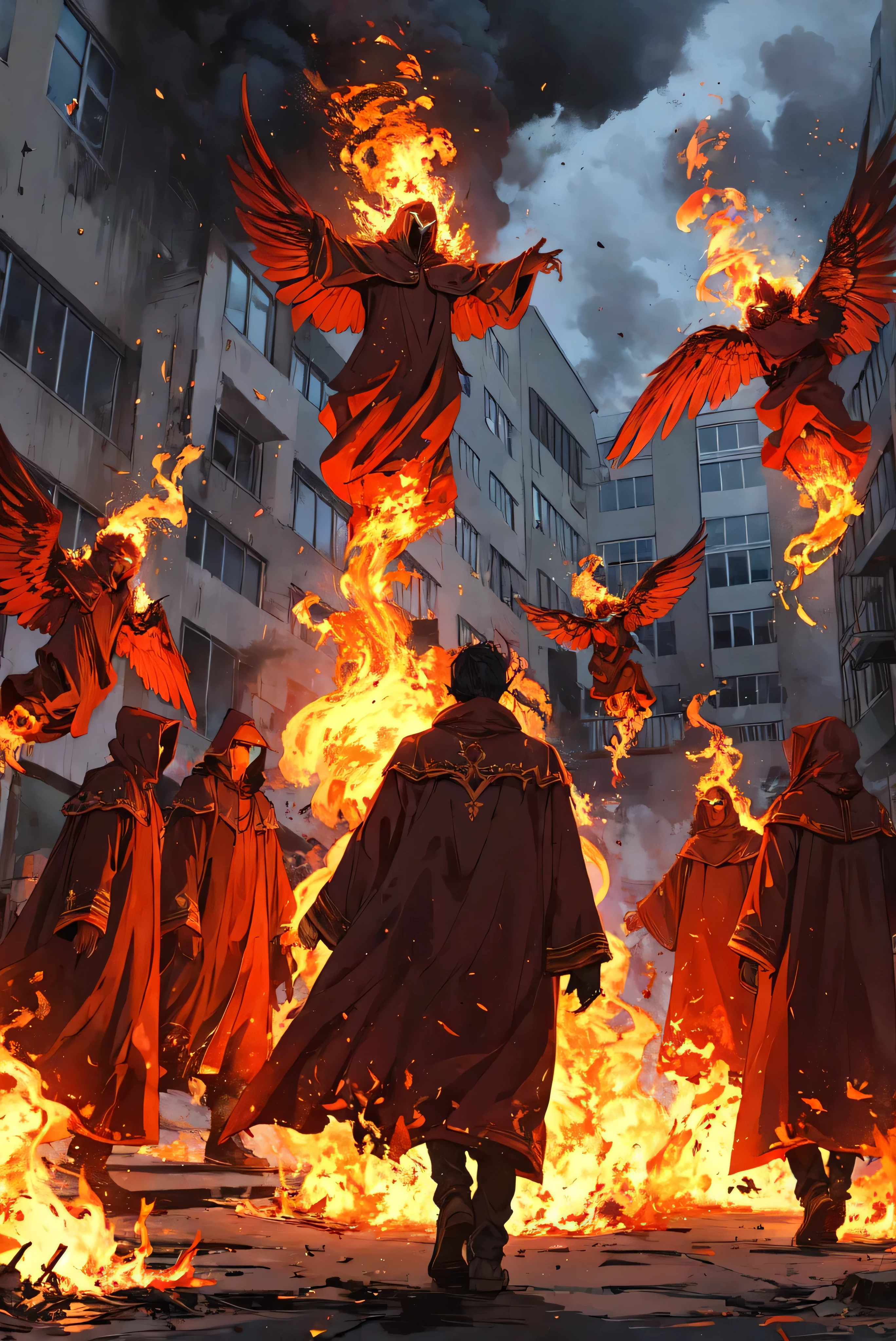 Flames, detailed cloak