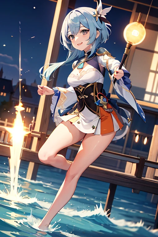 1girl,jean \(genshin impact\),genshin impact,
portrait, dutch angle,full body
Orange uniform with light blue miniskirt,white nunchaku in the hand,
medieval castle, village,river, boat
lens flare,diffraction spikes, vapor,
blurry background, depth of field,
medium breasts,
smile,
perfect hand,, (masterpiece:1.2),(best quality:1.2), (absurdres:1.2), (detailed background),newest, ai-generated,